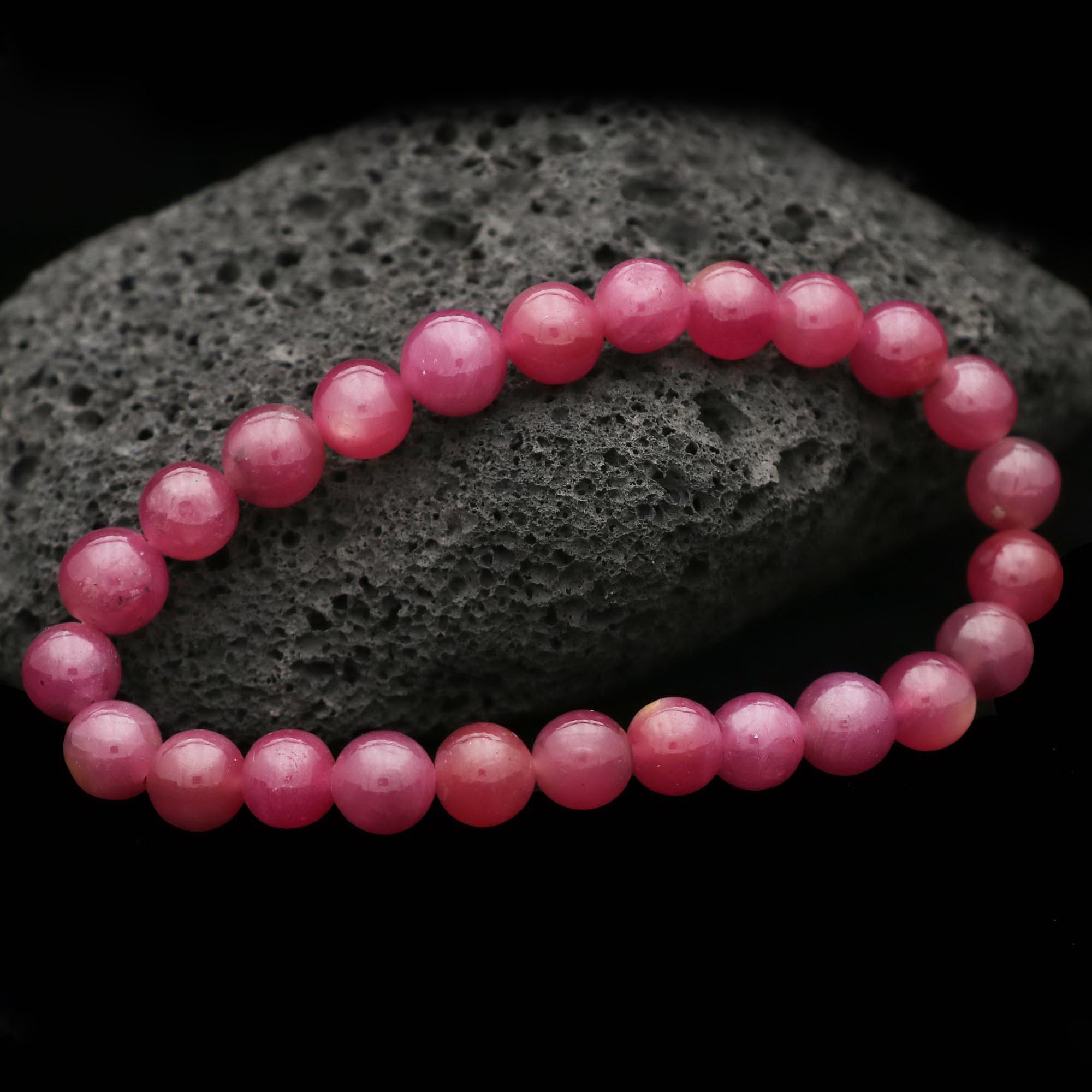Natural Pink Sapphire Bracelet Round Plain Gemstone Beads Handmade 132 Ct