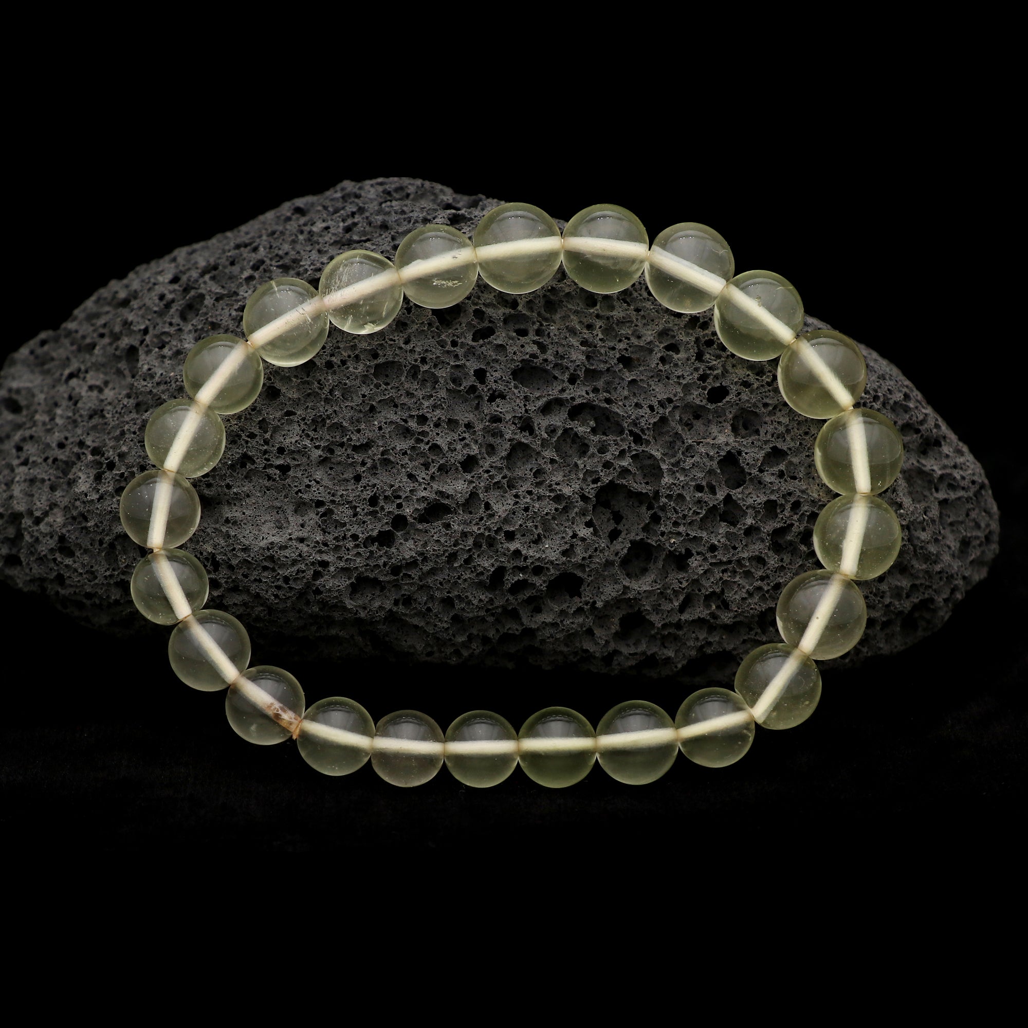 Natural Desert Libyan Glass Bracelet Round Plain Gemstone Beads Handmade 80 Ct