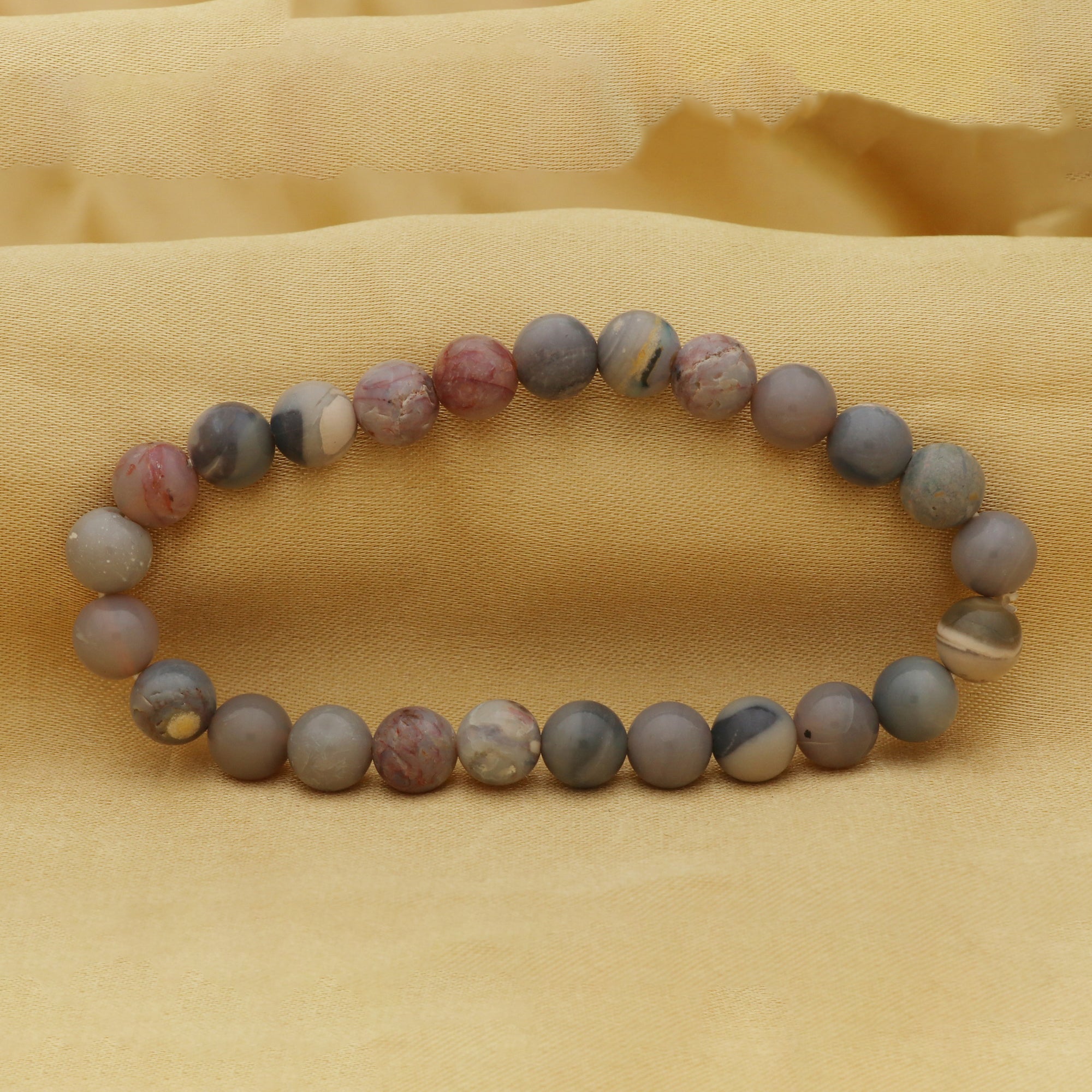 Australian Opal Bracelet Natural 8mm Round Beads Handmade Gemstone70Ct Jewelry