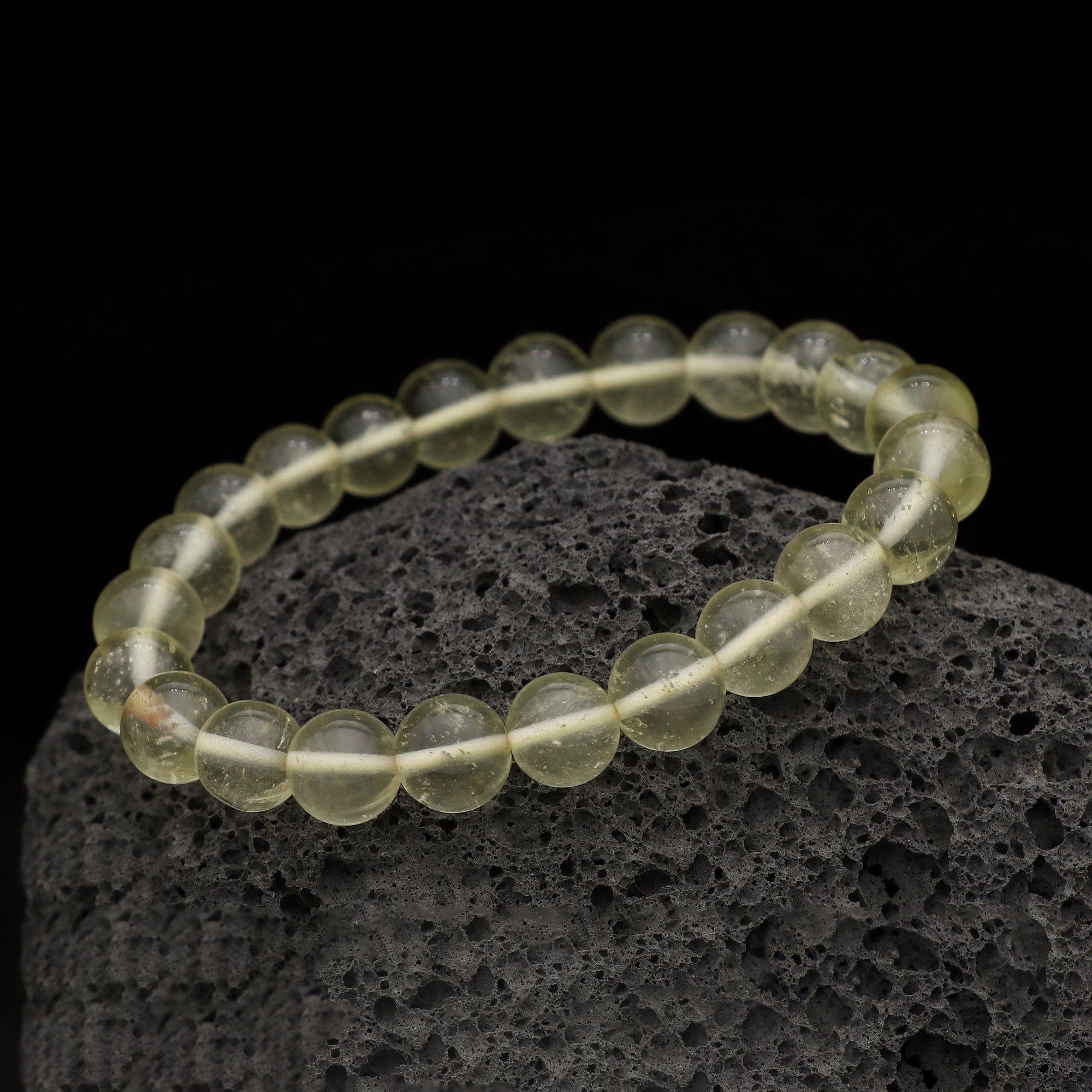 Natural Desert Libyan Glass Bracelet Round Plain Gemstone Beads Handmade 87 Ct