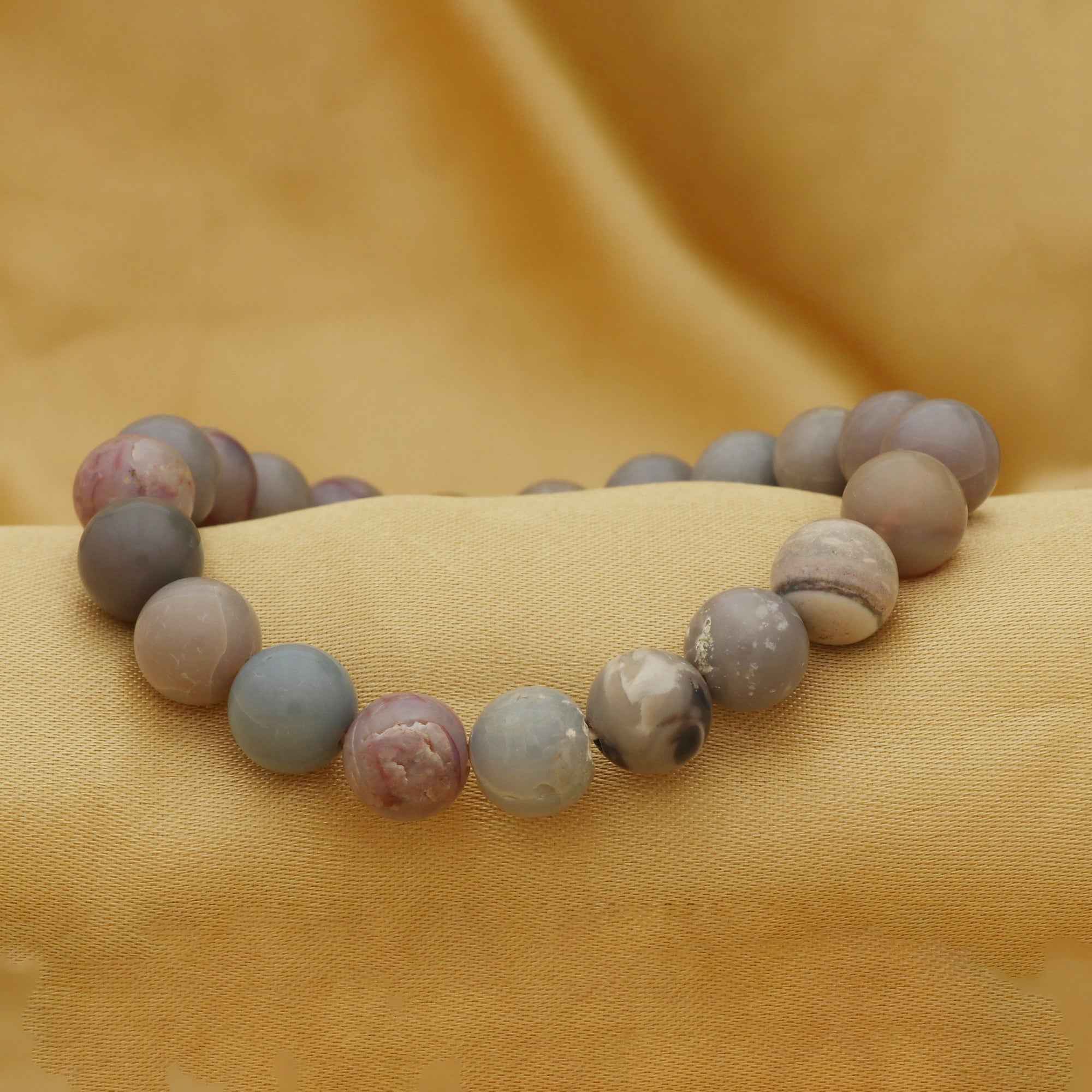 Australian Opal Bracelet 105 Ct 9.8mm Round Beads Natural Handmade Gemstone Jewelry