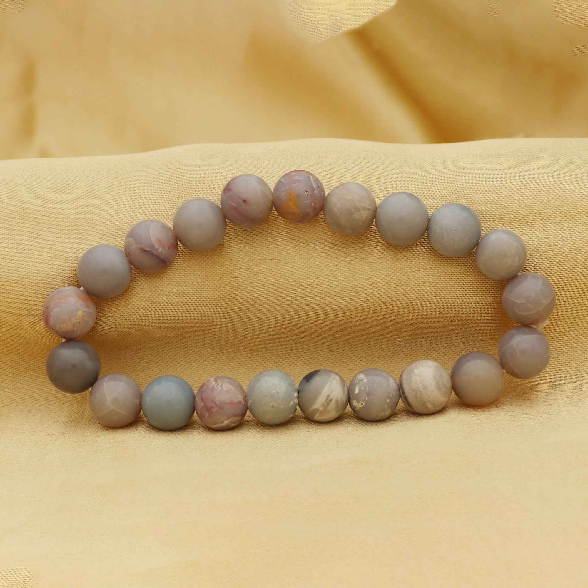 Australian Opal Bracelet 105 Ct 9.8mm Round Beads Natural Handmade Gemstone Jewelry