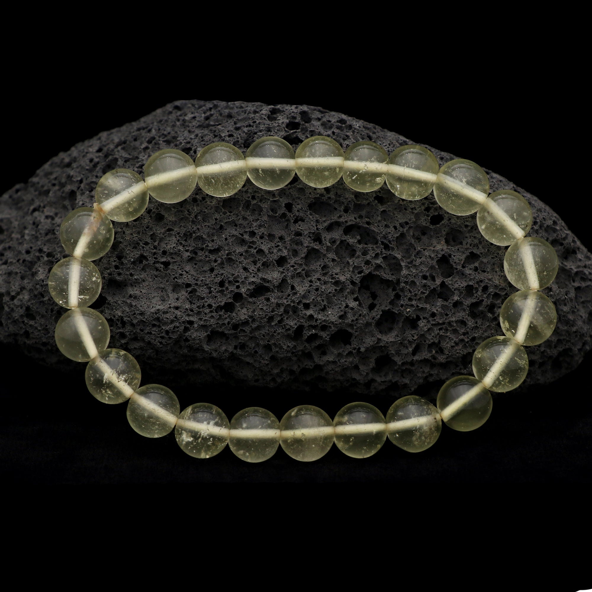 Natural Desert Libyan Glass Bracelet Round Plain Gemstone Beads Handmade 87 Ct
