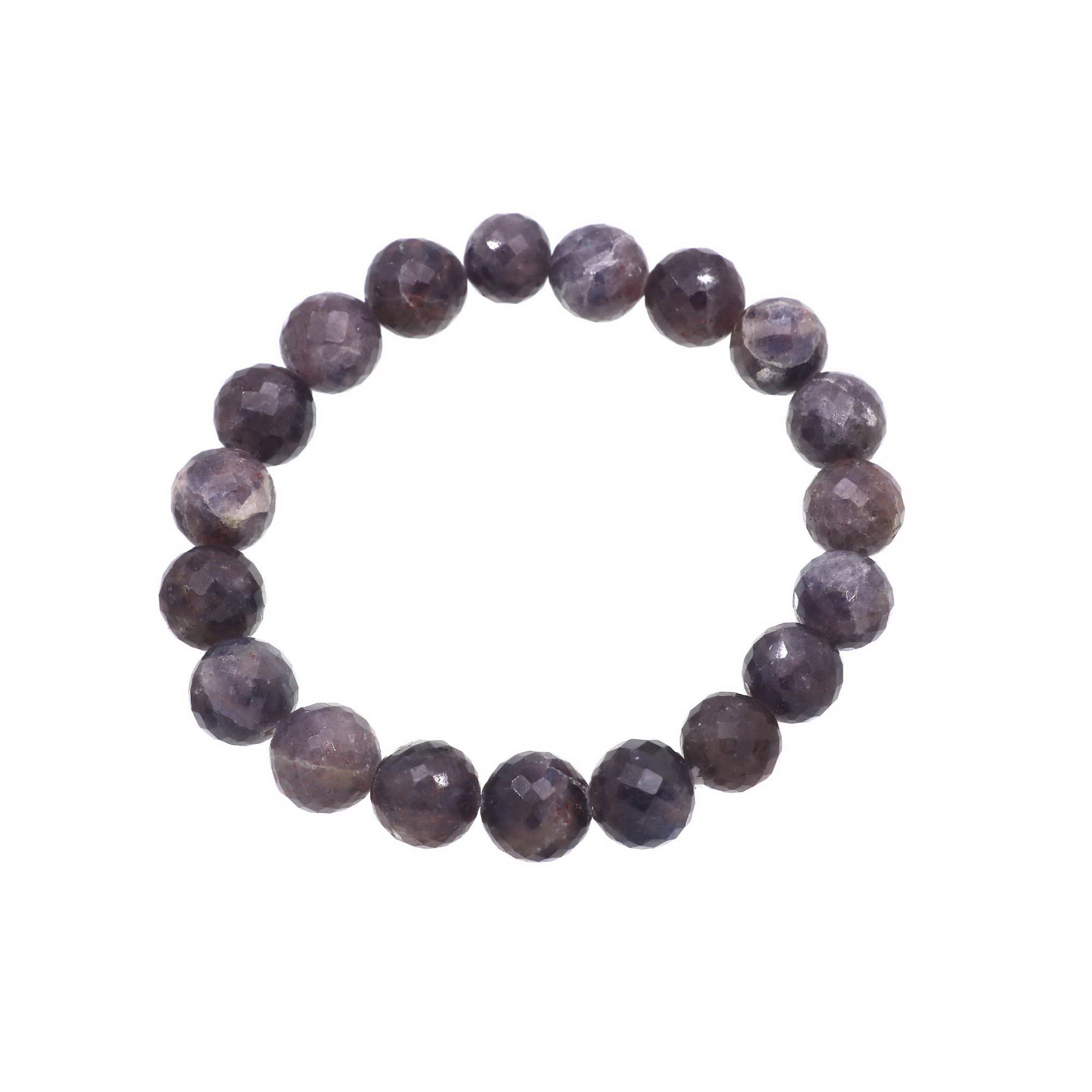 Natural Bloodshot Iolite Faceted Round Bead Bracelet Handmade Jewelry 140 Ct