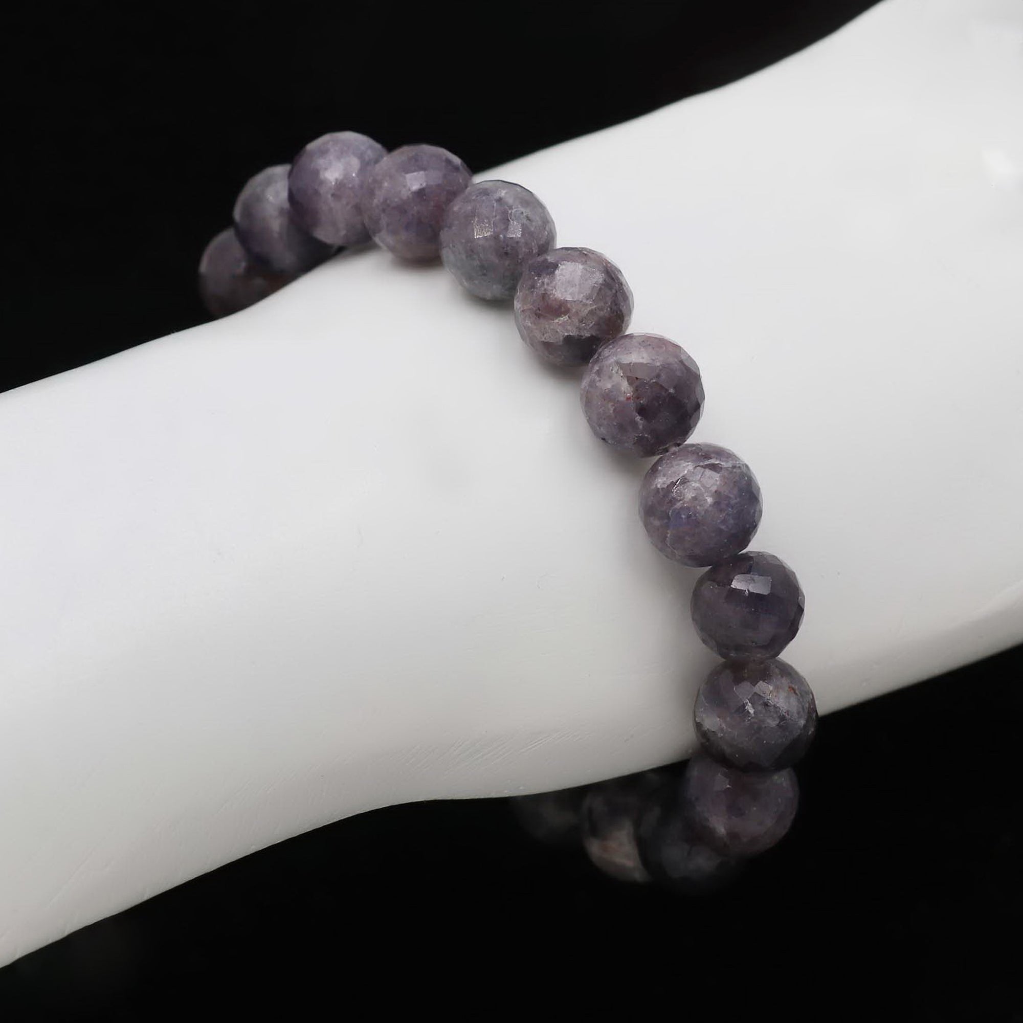 Natural Bloodshot Iolite Faceted Round Bead Bracelet Handmade Jewelry 140 Ct