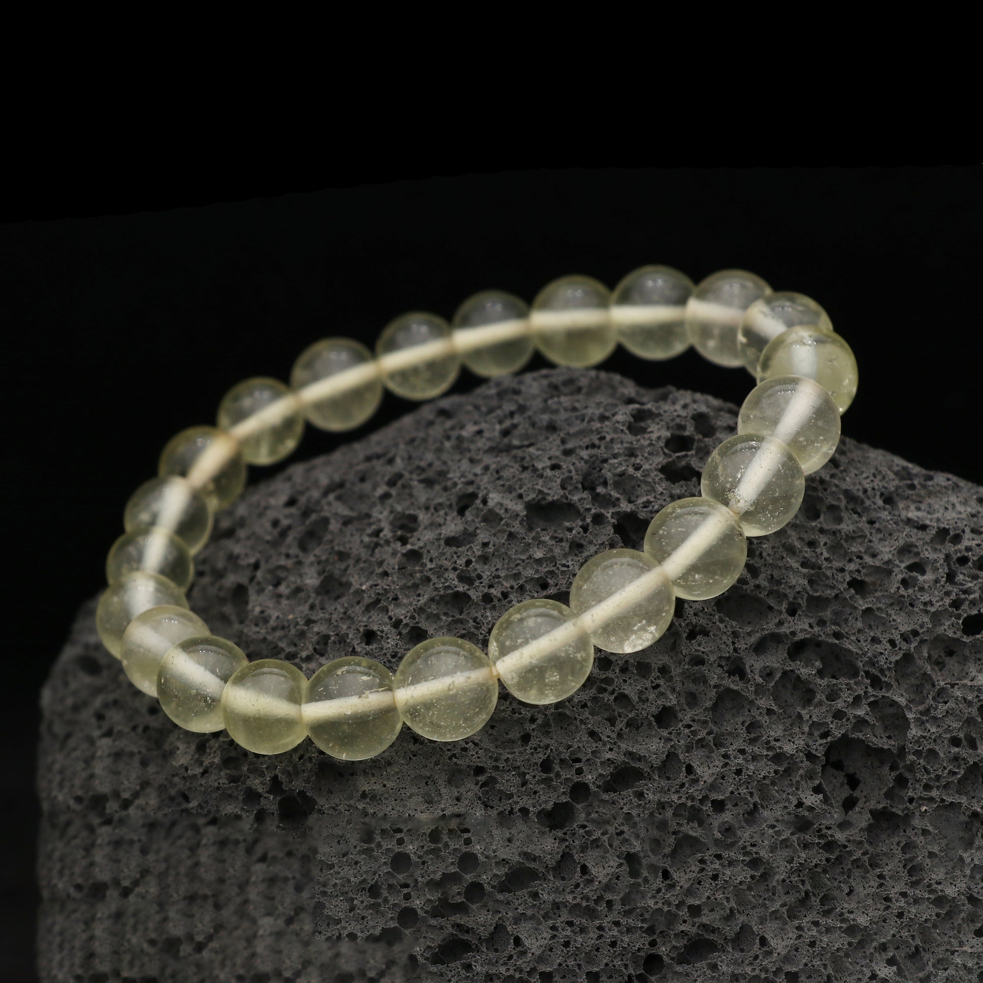 Natural Desert Libyan Glass Bracelet Round Plain Gemstone Beads Handmade 63 Ct