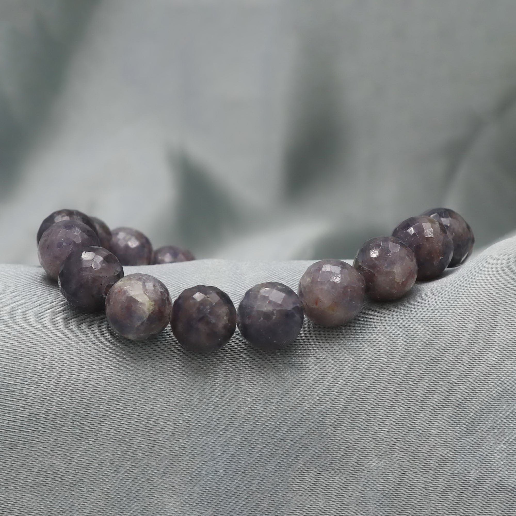Natural Bloodshot Iolite Faceted Round Bead Bracelet Handmade Jewelry 140 Ct