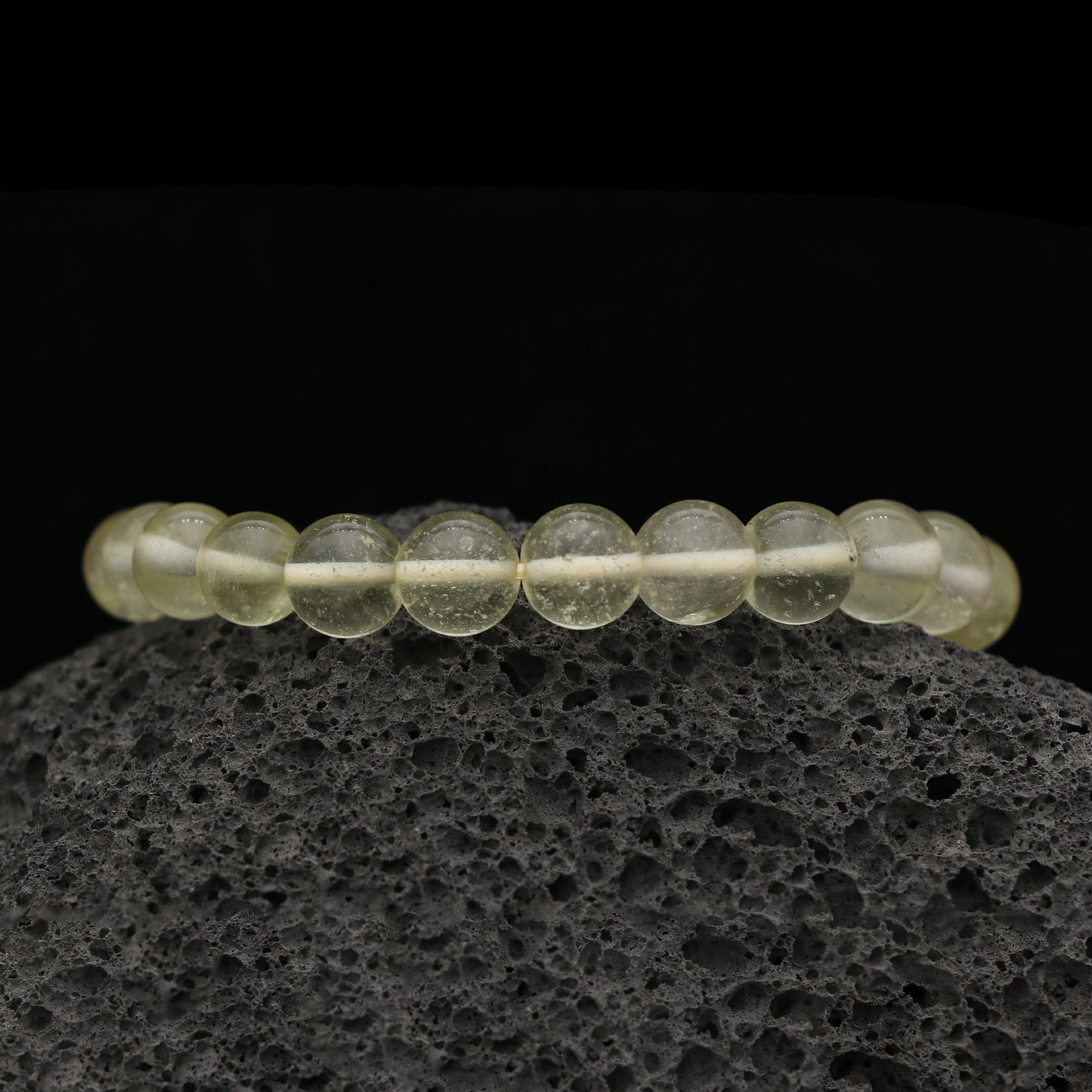 Natural Desert Libyan Glass Bracelet Round Plain Gemstone Beads Handmade 63 Ct