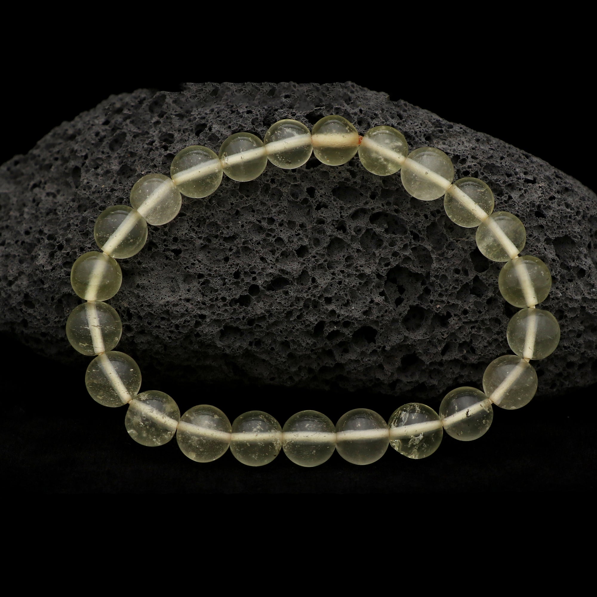 Natural Desert Libyan Glass Bracelet Round Plain Gemstone Beads Handmade 63 Ct
