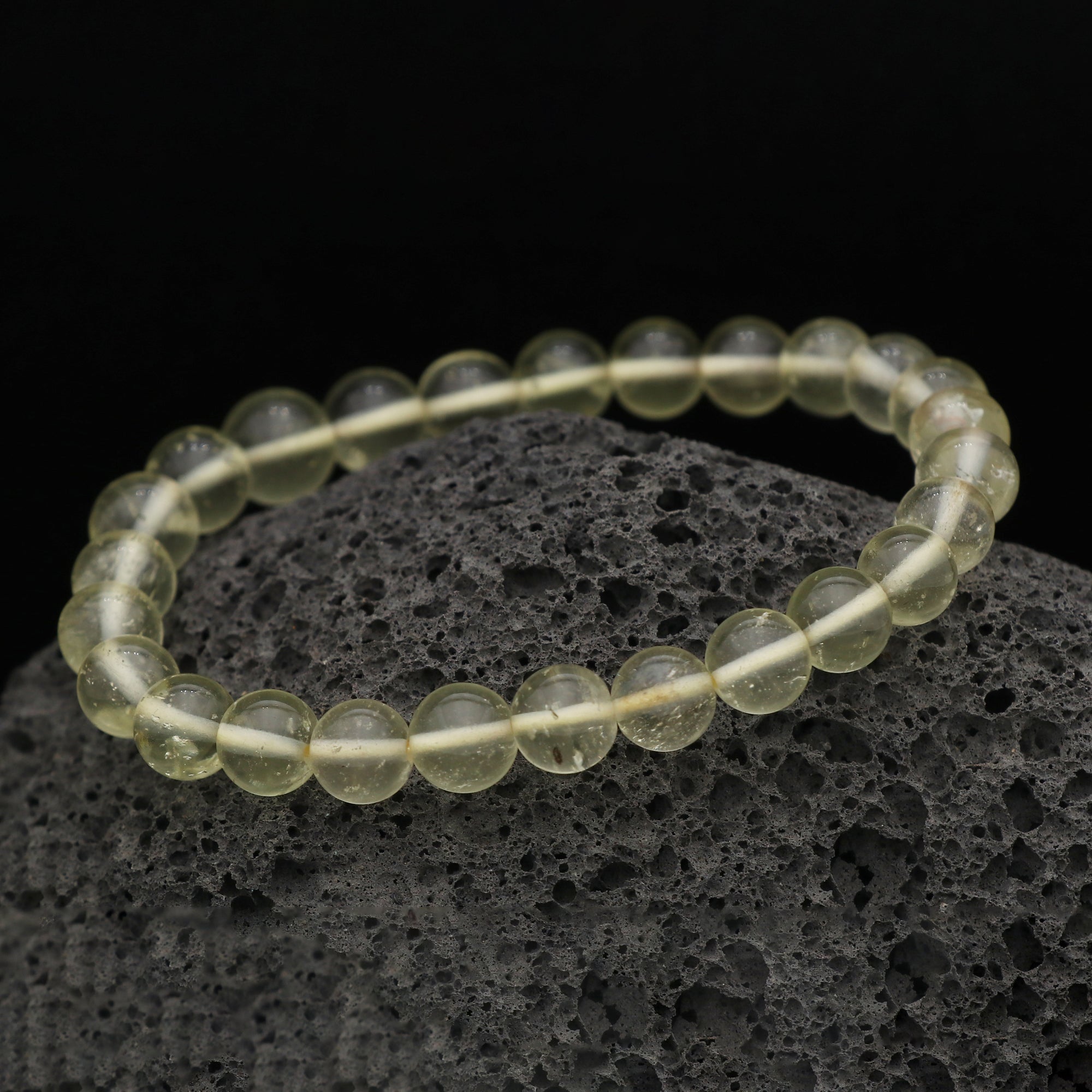 Natural Desert Libyan Glass Bracelet Round Plain Gemstone Beads Handmade 72 Ct