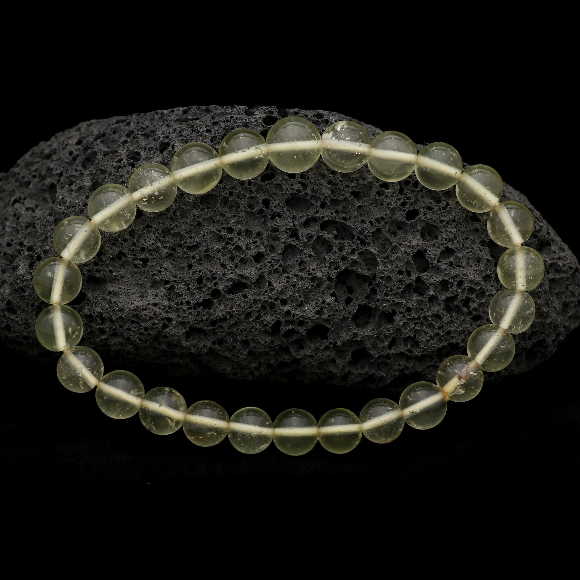 Natural Desert Libyan Glass Bracelet Round Plain Gemstone Beads Handmade 72 Ct