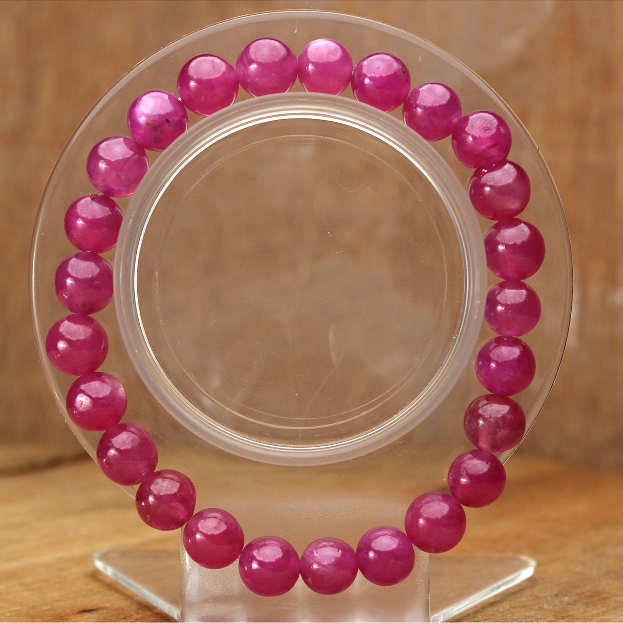 Natural Pink Sapphire Bracelet Round Plain Gemstone Beads Handmade 89 Ct