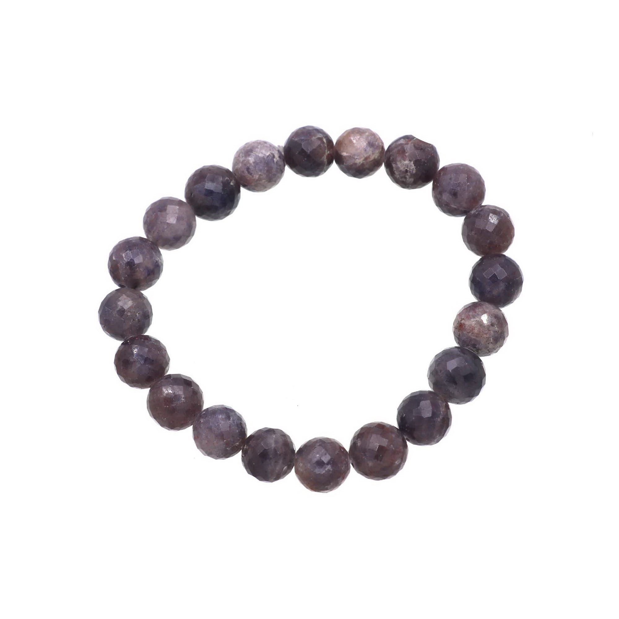 Natural Bloodshot Iolite Faceted Round Bead Bracelet Handmade Jewelry 128 Ct