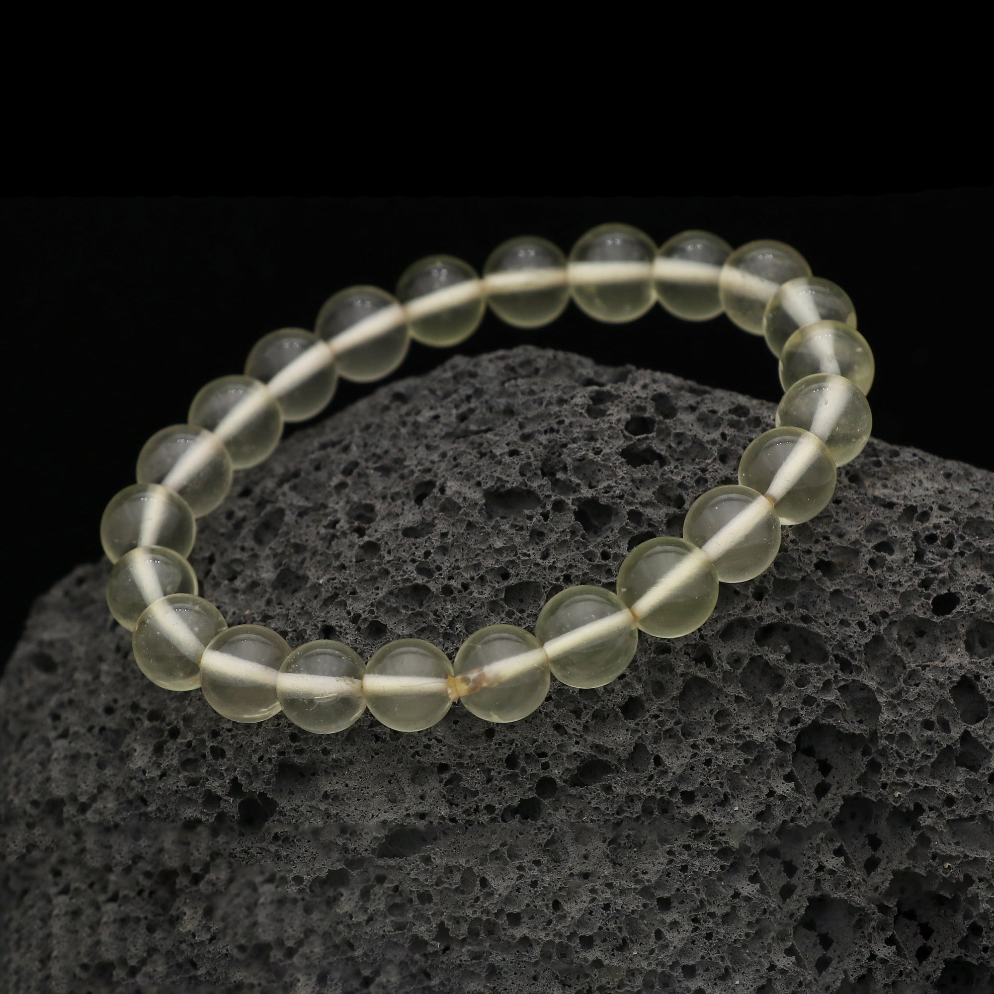 Natural Desert Libyan Glass Bracelet Round Plain Gemstone Beads Handmade 58 Ct