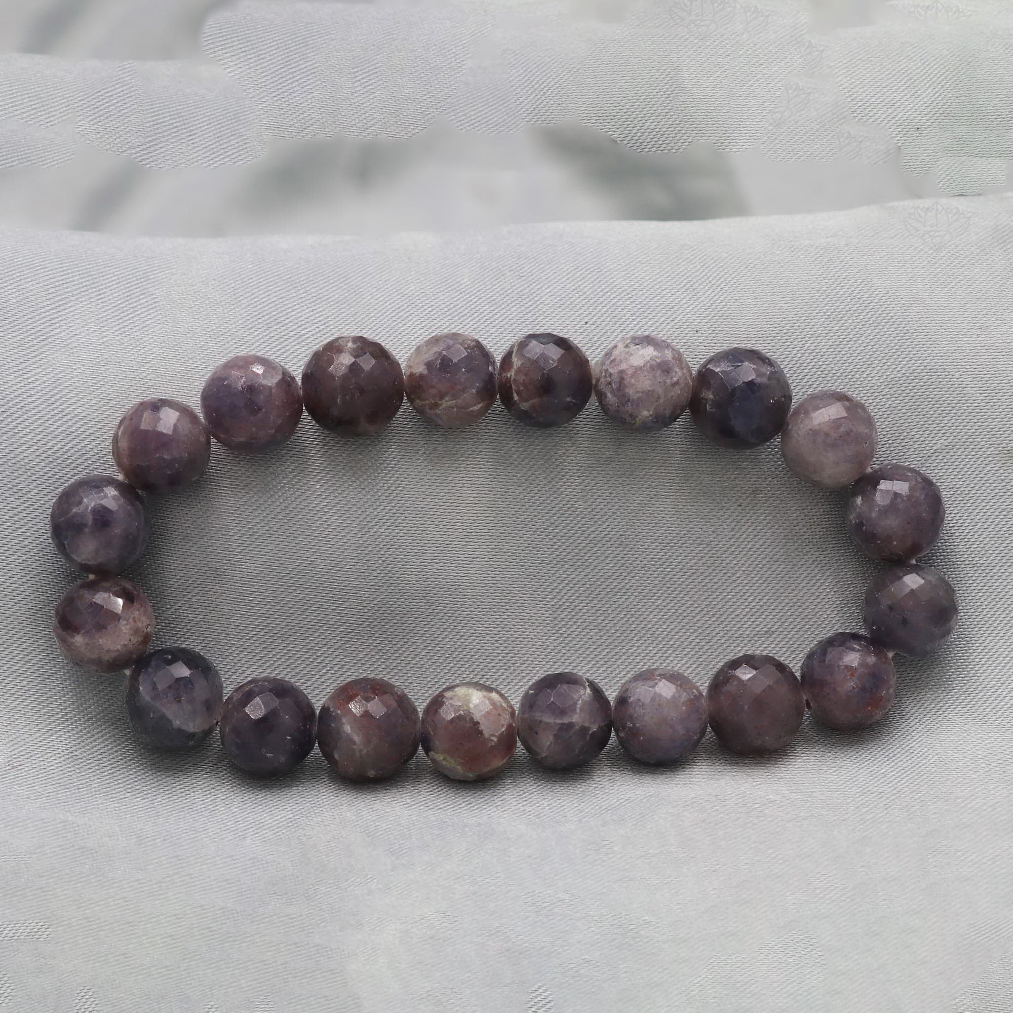 Natural Bloodshot Iolite Faceted Round Bead Bracelet Handmade Jewelry 128 Ct
