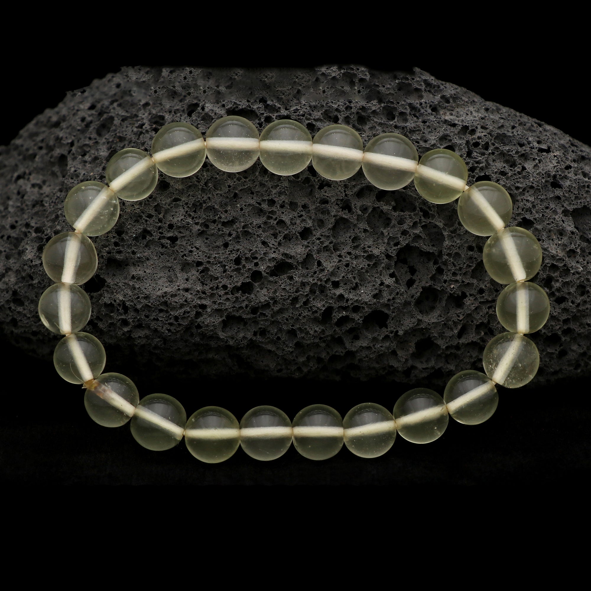 Natural Desert Libyan Glass Bracelet Round Plain Gemstone Beads Handmade 58 Ct