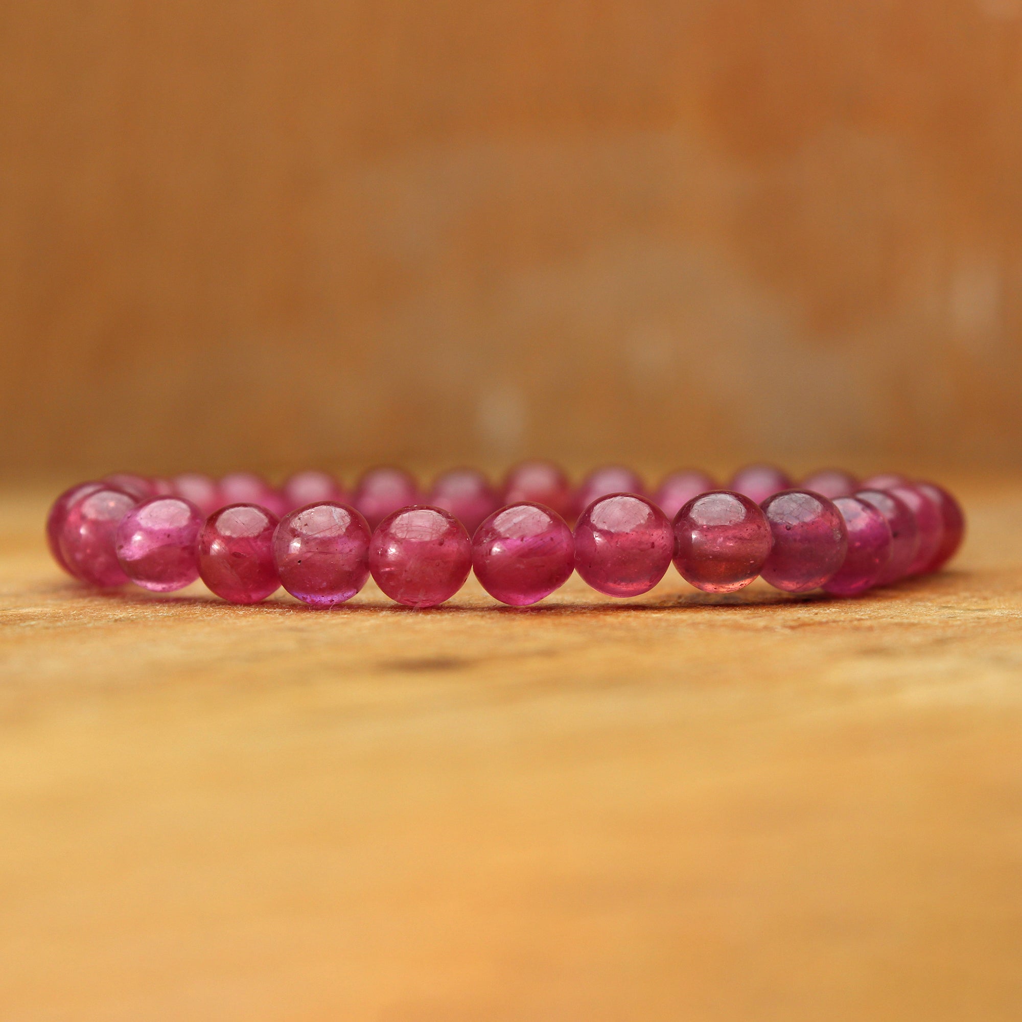 Natural Pink Sapphire Bracelet Round Plain Gemstone Beads Handmade 102 Ct