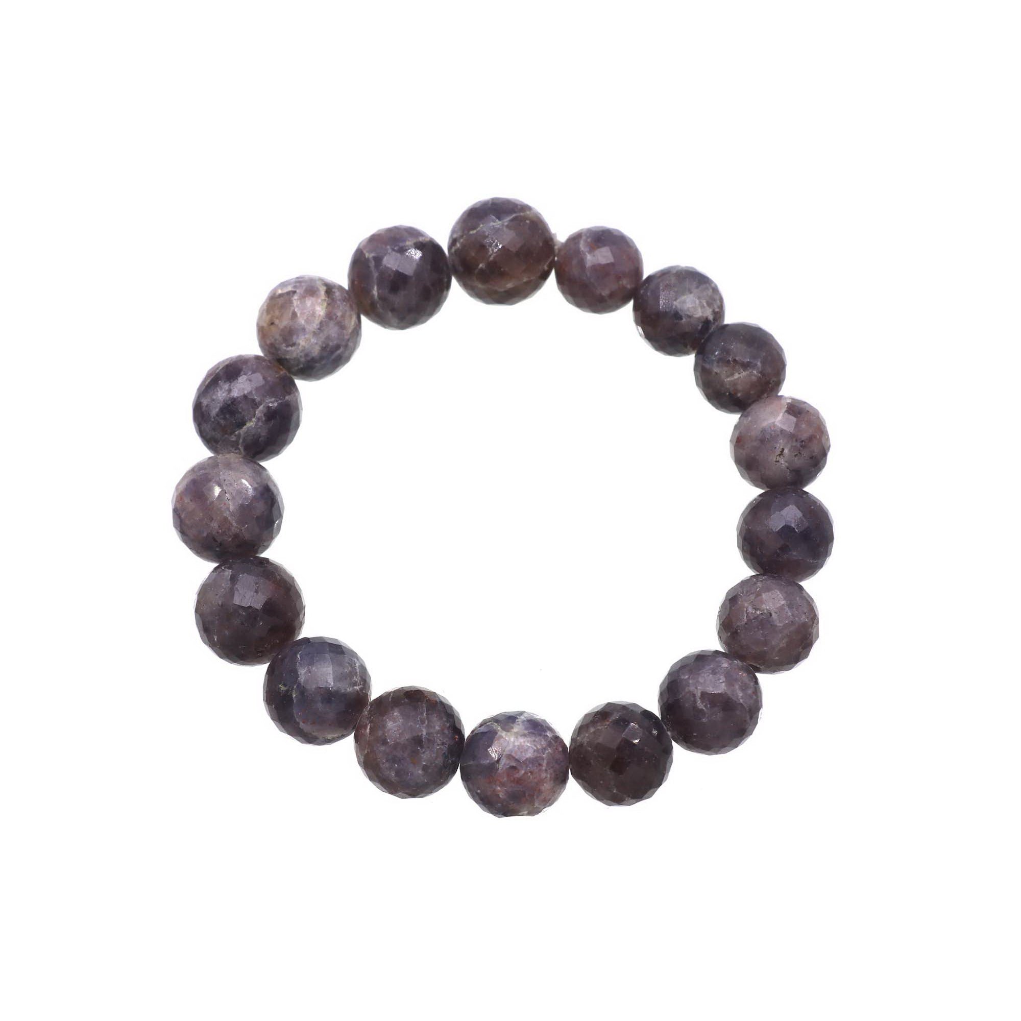 Natural Bloodshot Iolite Faceted Round Bead Bracelet Handmade Jewelry 184 Ct