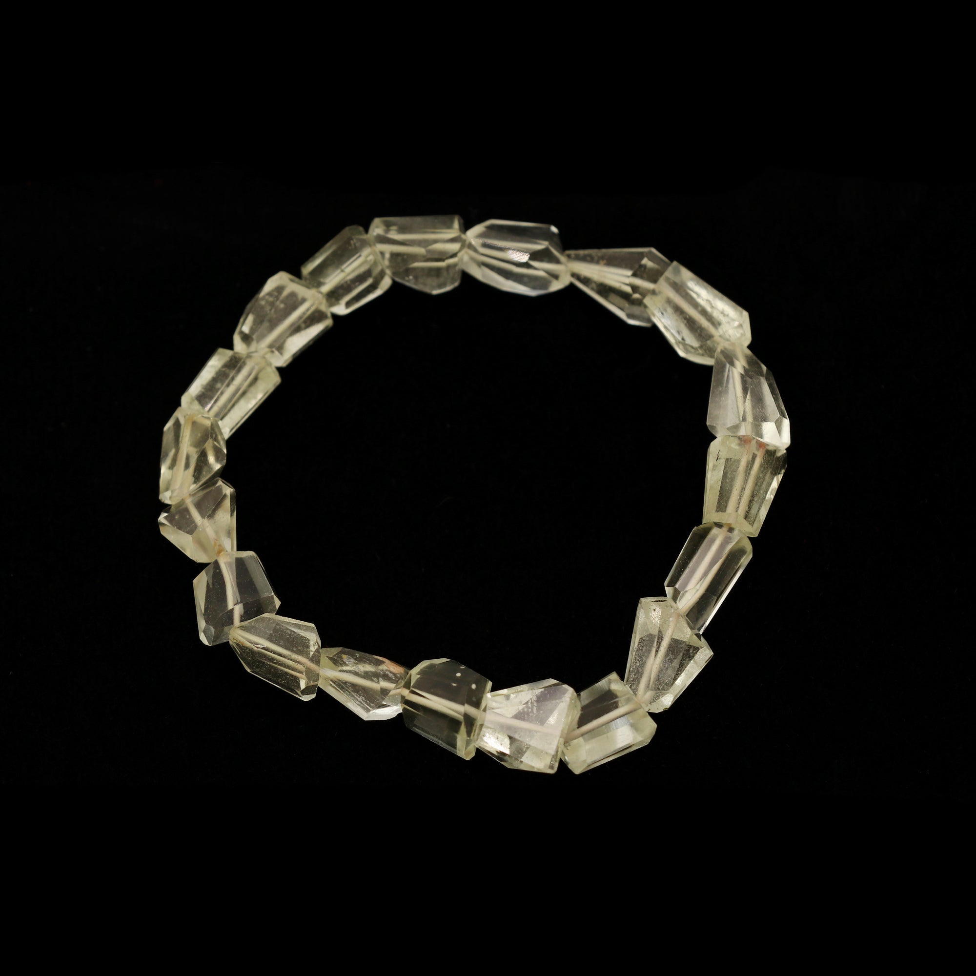 Natural Libyan Desert Glass Fancy Faceted Bead Bracelet Handmade Jewelry 54 Ct