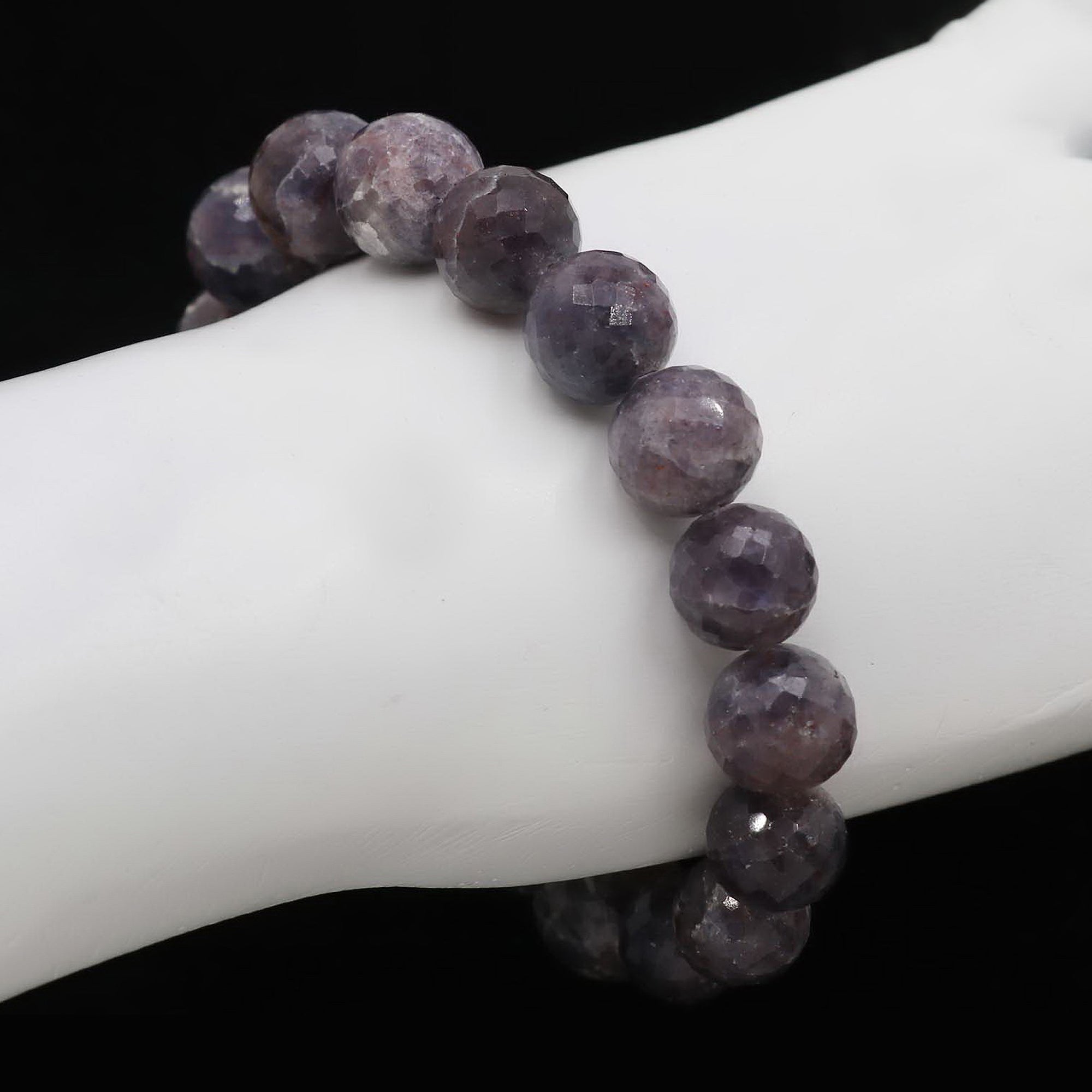 Natural Bloodshot Iolite Faceted Round Bead Bracelet Handmade Jewelry 184 Ct