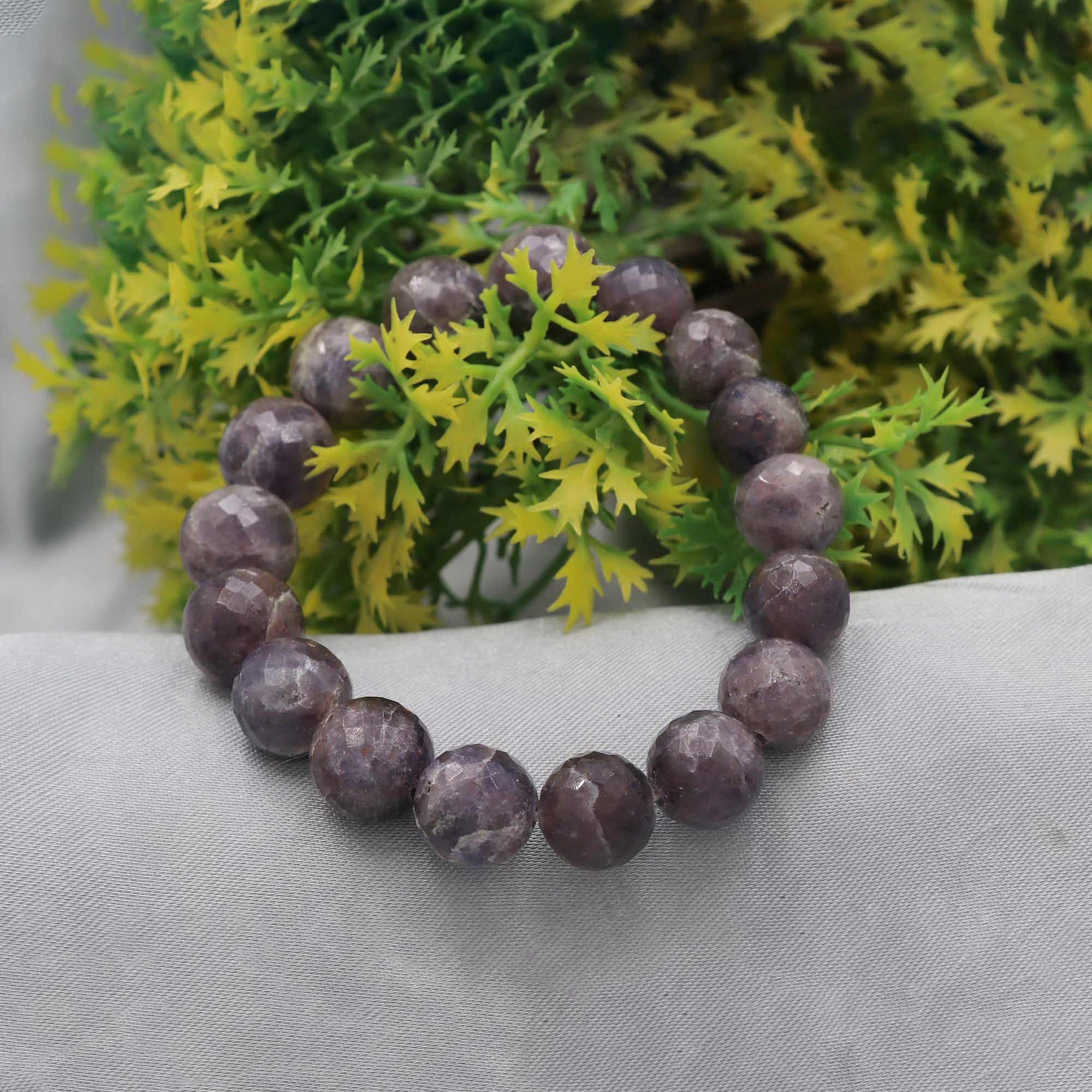 Natural Bloodshot Iolite Faceted Round Bead Bracelet Handmade Jewelry 184 Ct
