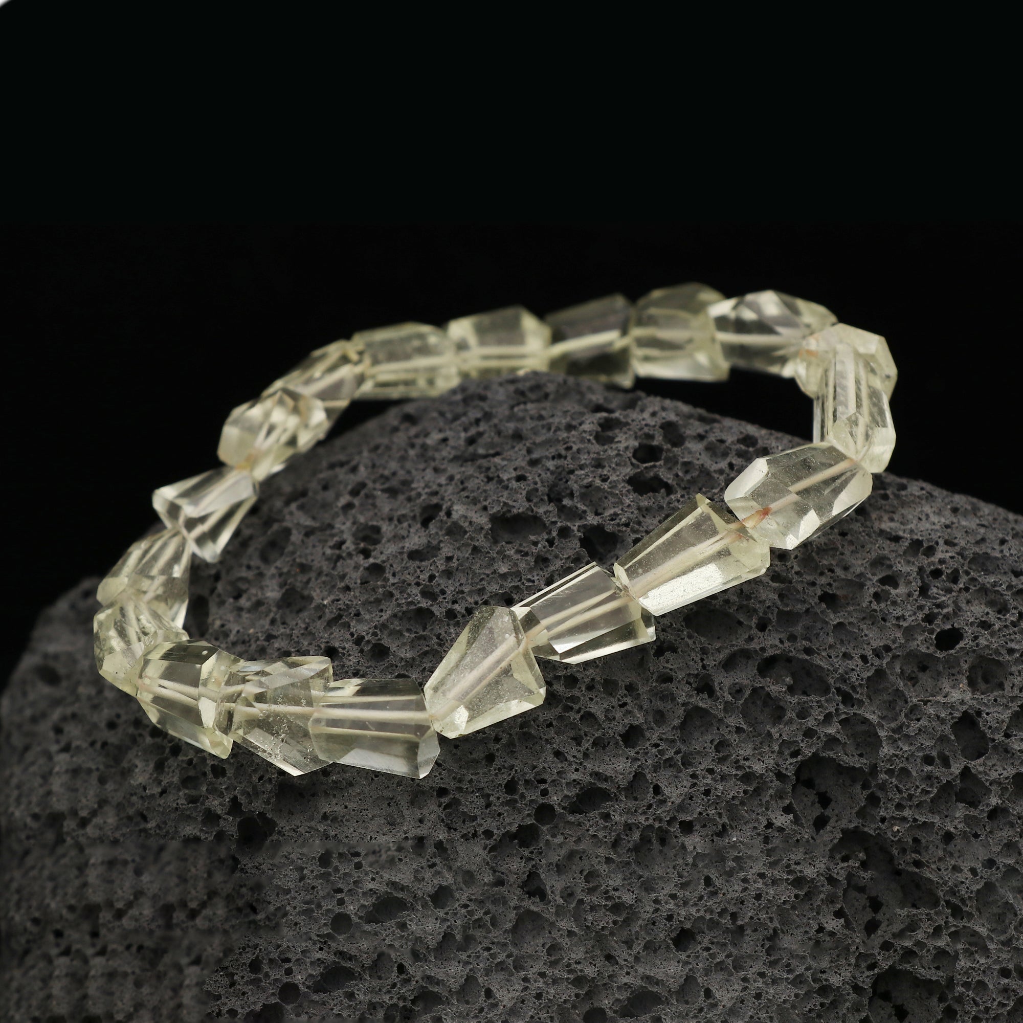 Natural Libyan Desert Glass Fancy Faceted Bead Bracelet Handmade Jewelry 54 Ct