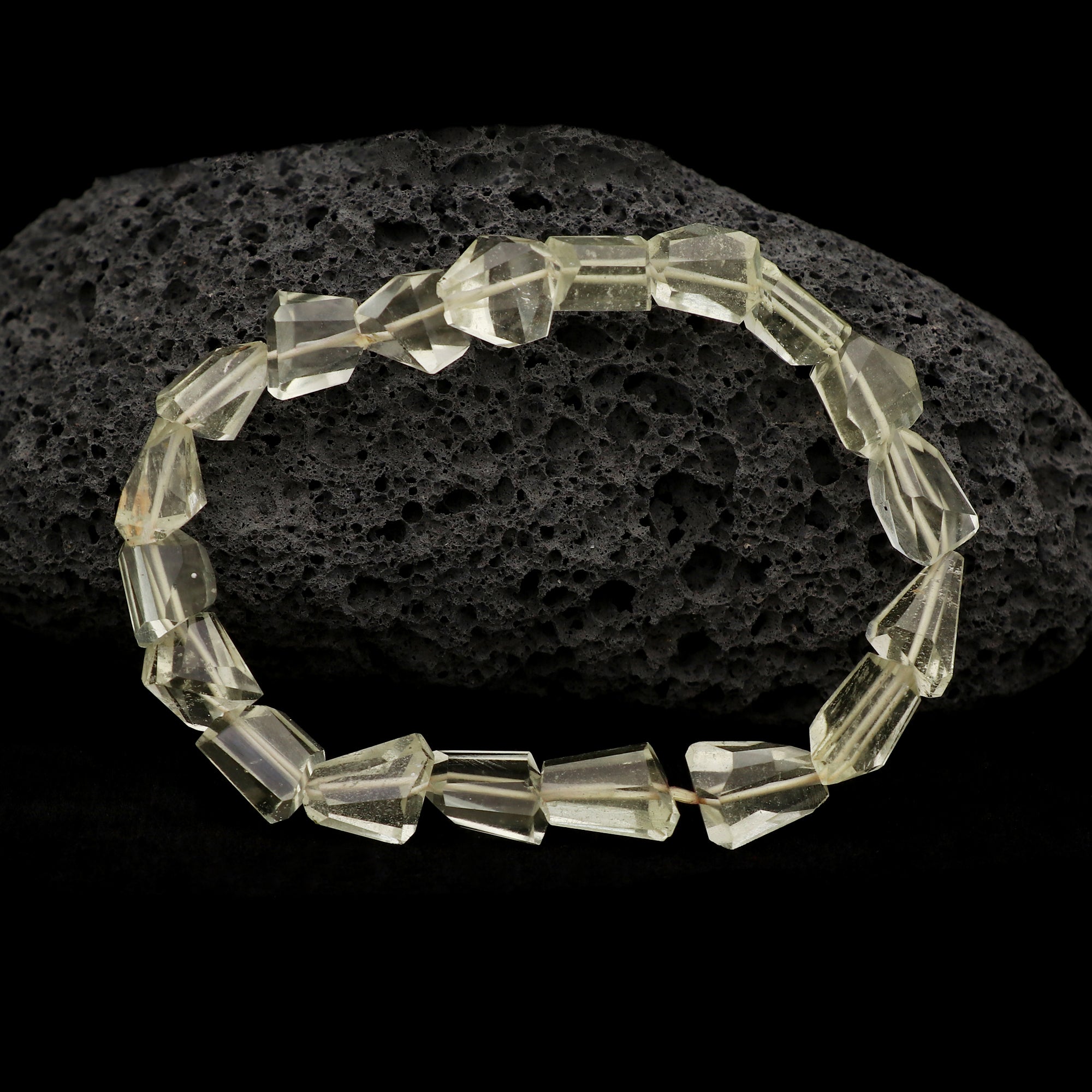 Natural Libyan Desert Glass Fancy Faceted Bead Bracelet Handmade Jewelry 54 Ct