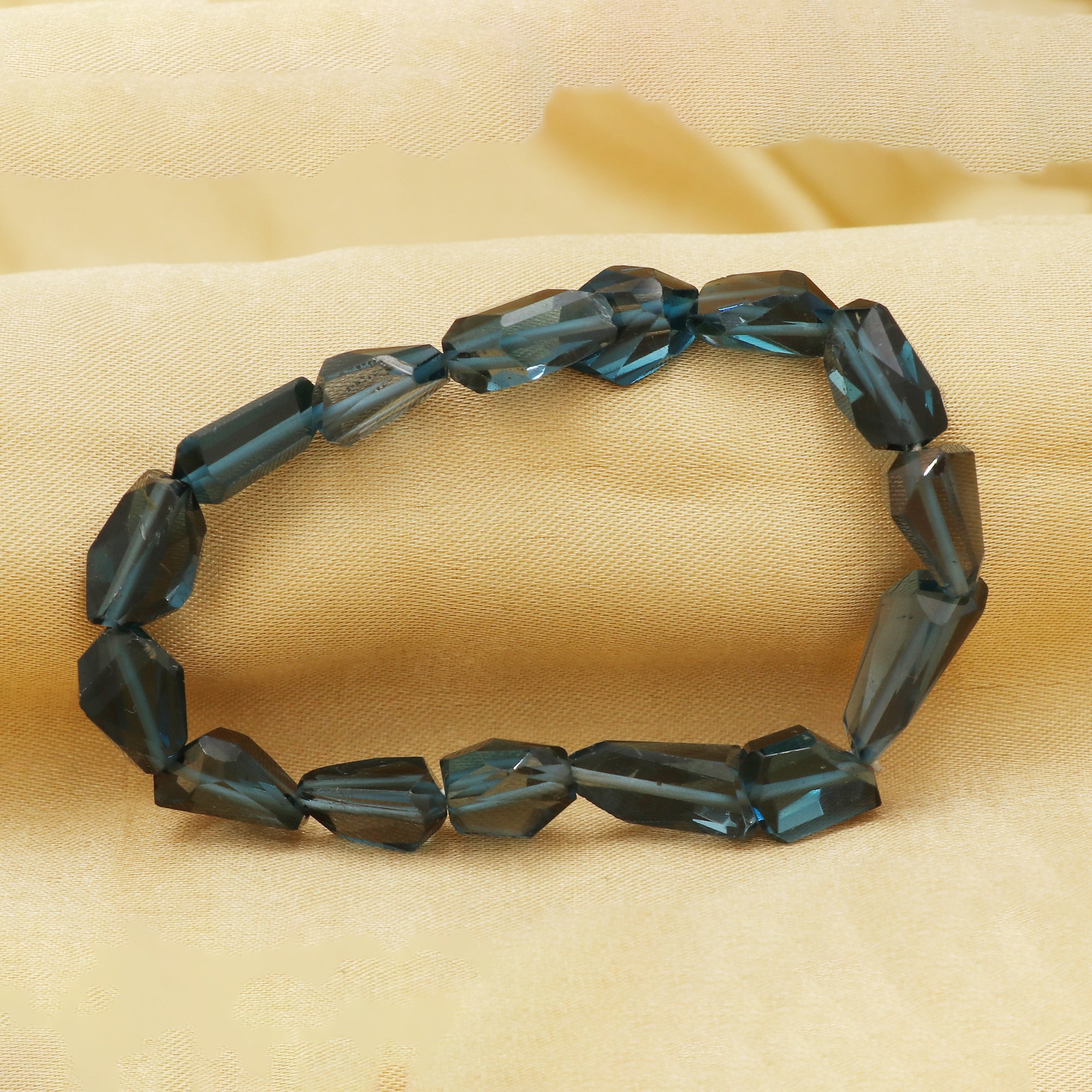 Natural London Blue Topaz Bracelet Faceted Nugget Gemstone Beads Handmade 112 Ct