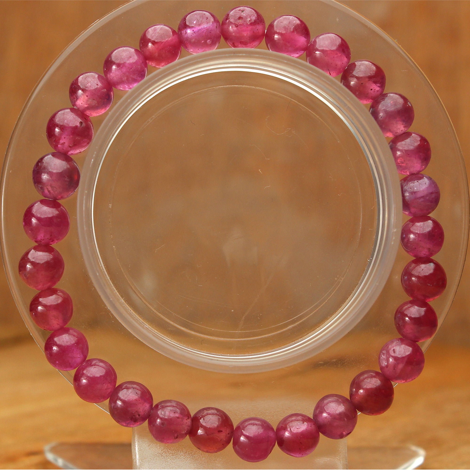 Natural Pink Sapphire Bracelet Round Plain Gemstone Beads Handmade 102 Ct