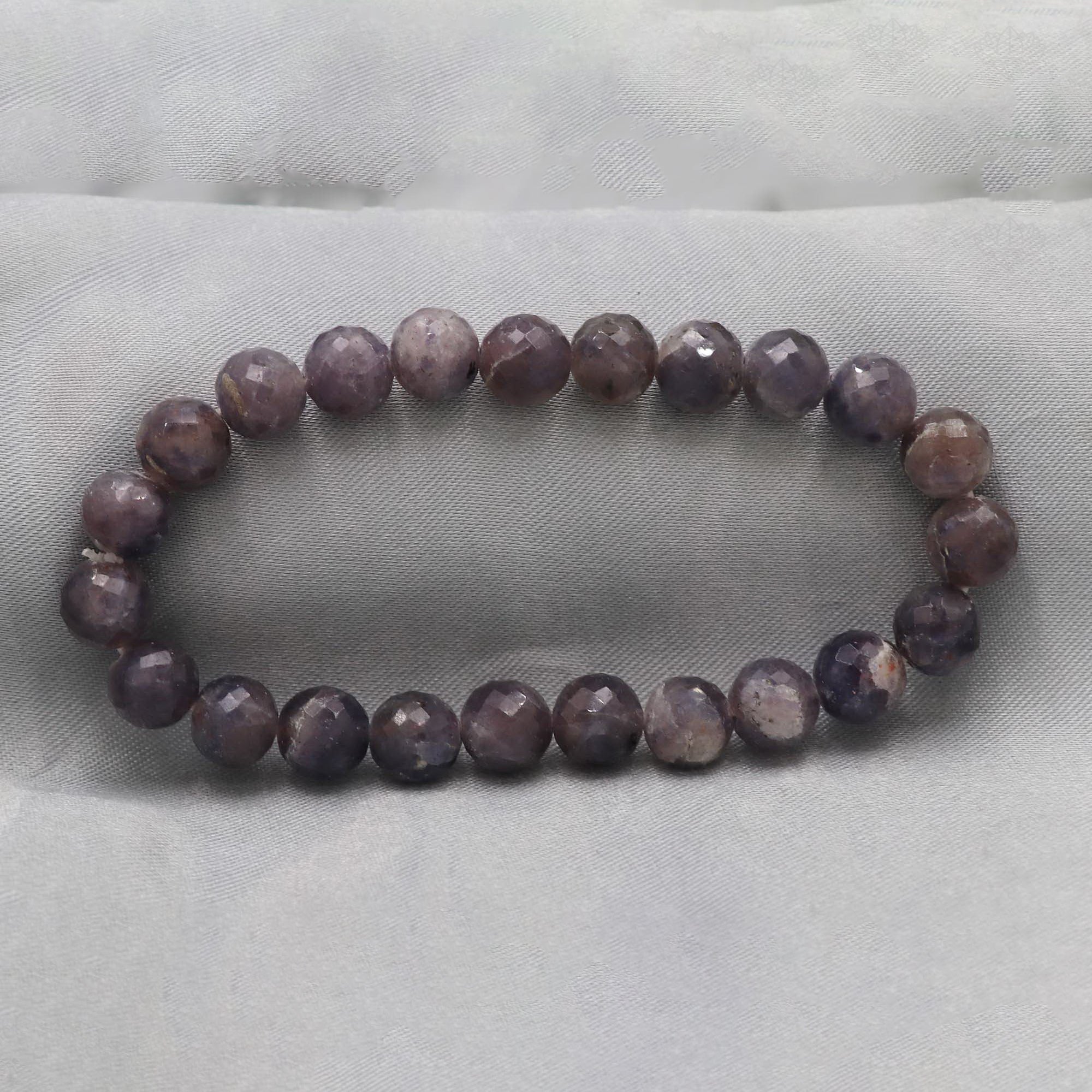 Natural Bloodshot Iolite Faceted Round Bead Bracelet Handmade Jewelry 99 Ct