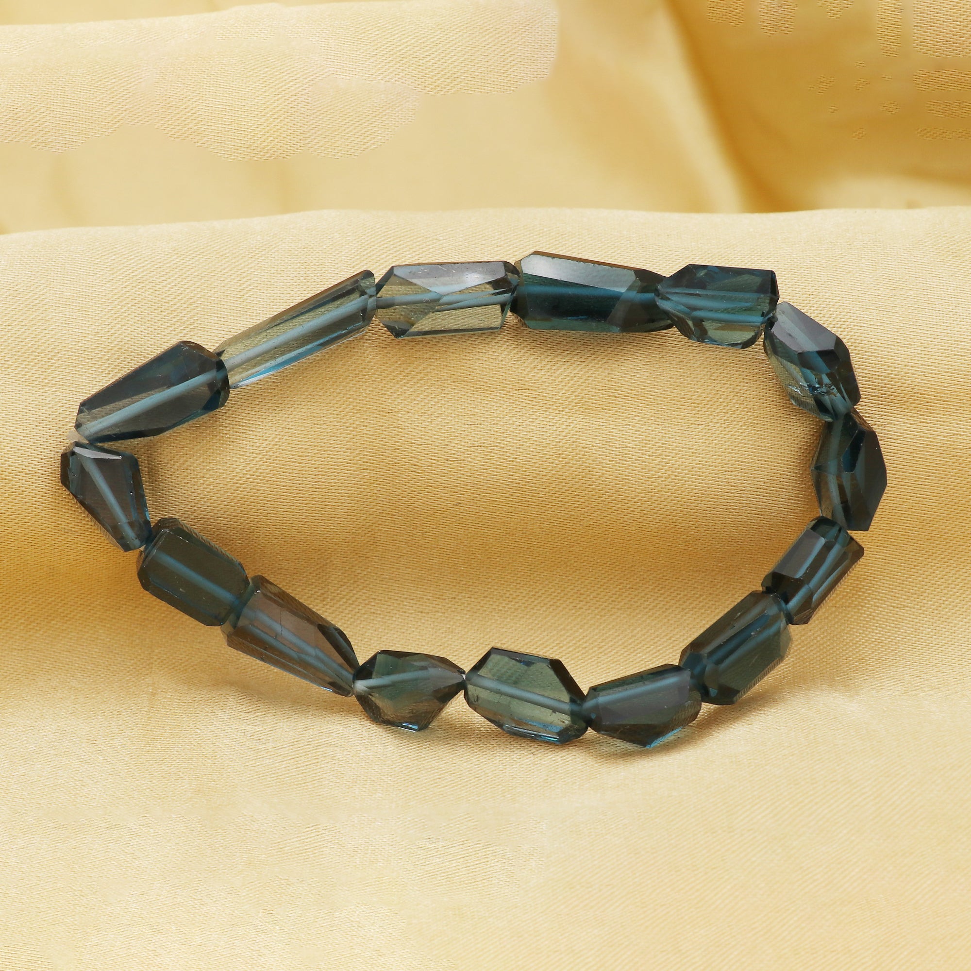 Natural London Blue Topaz Bracelet Faceted Nugget Gemstone Beads Handmade 113 Ct