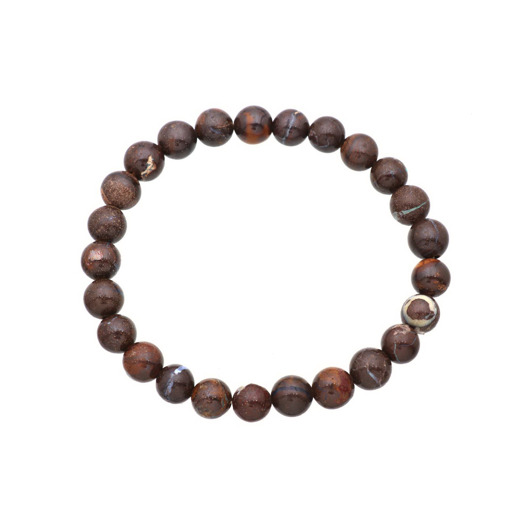Natural Boulder Opal Smooth Round Bead Bracelet Handmade Jewelry 123 Ct