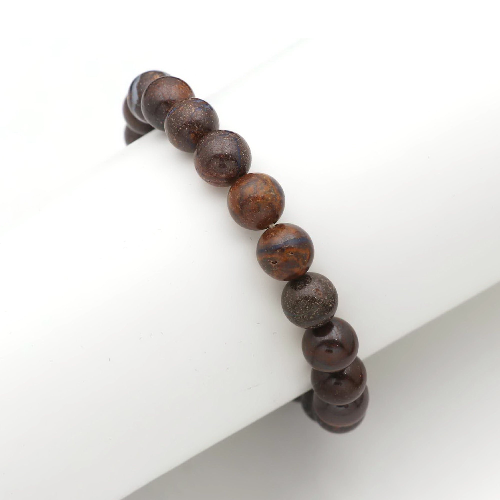 Natural Boulder Opal Smooth Round Bead Bracelet Handmade Jewelry 123 Ct