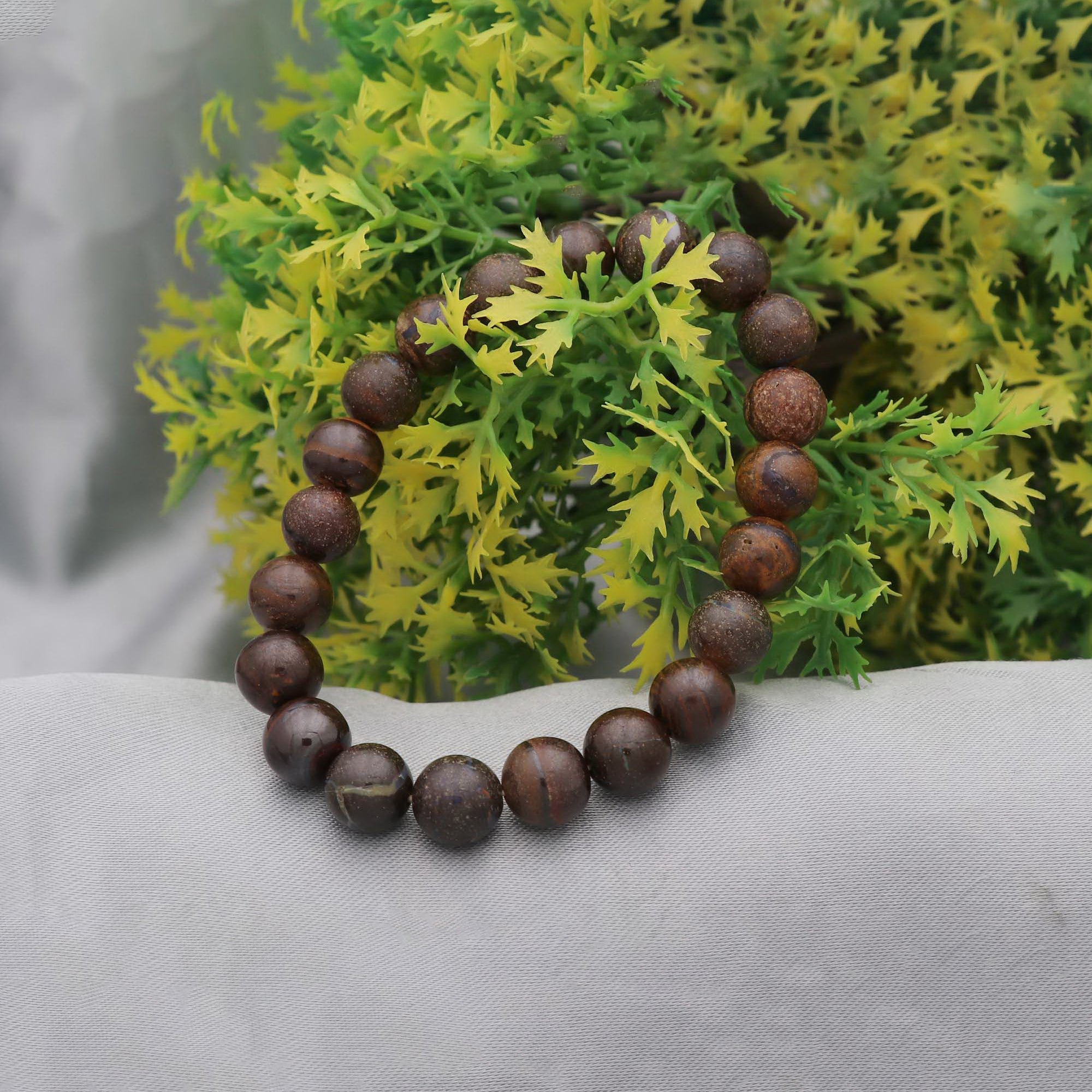 Natural Boulder Opal Smooth Round Bead Bracelet Handmade Jewelry 123 Ct