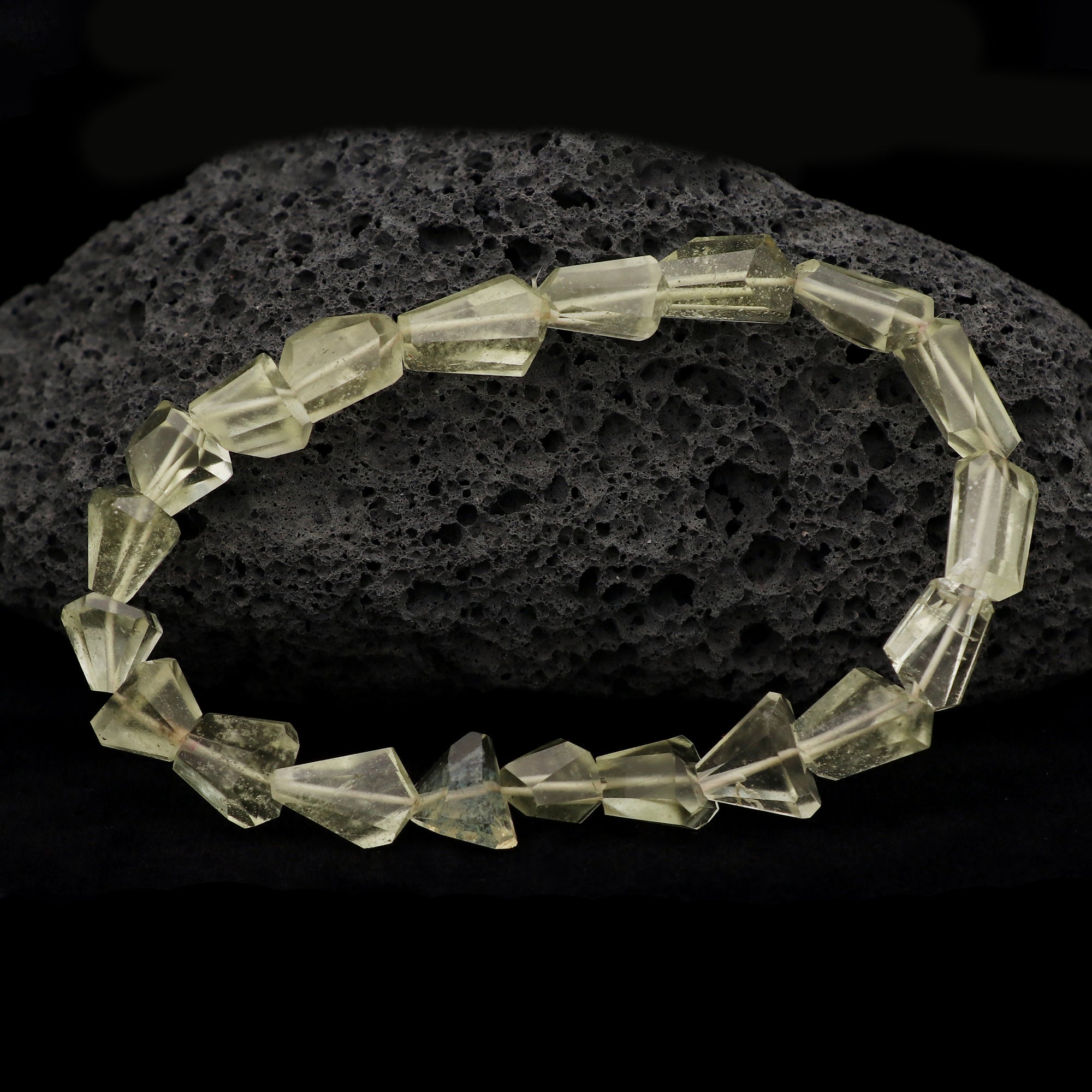 Natural Desert Libyan Glass Bracelet Fancy Faceted Gemstone Beads Handmade 58 Ct