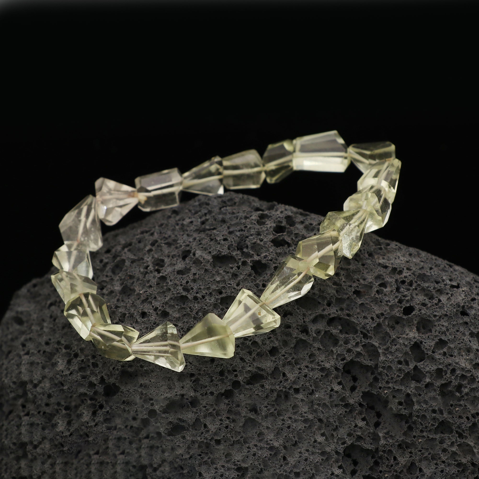 Natural Desert Libyan Glass Bracelet Fancy Faceted Gemstone Beads Handmade 53 Ct
