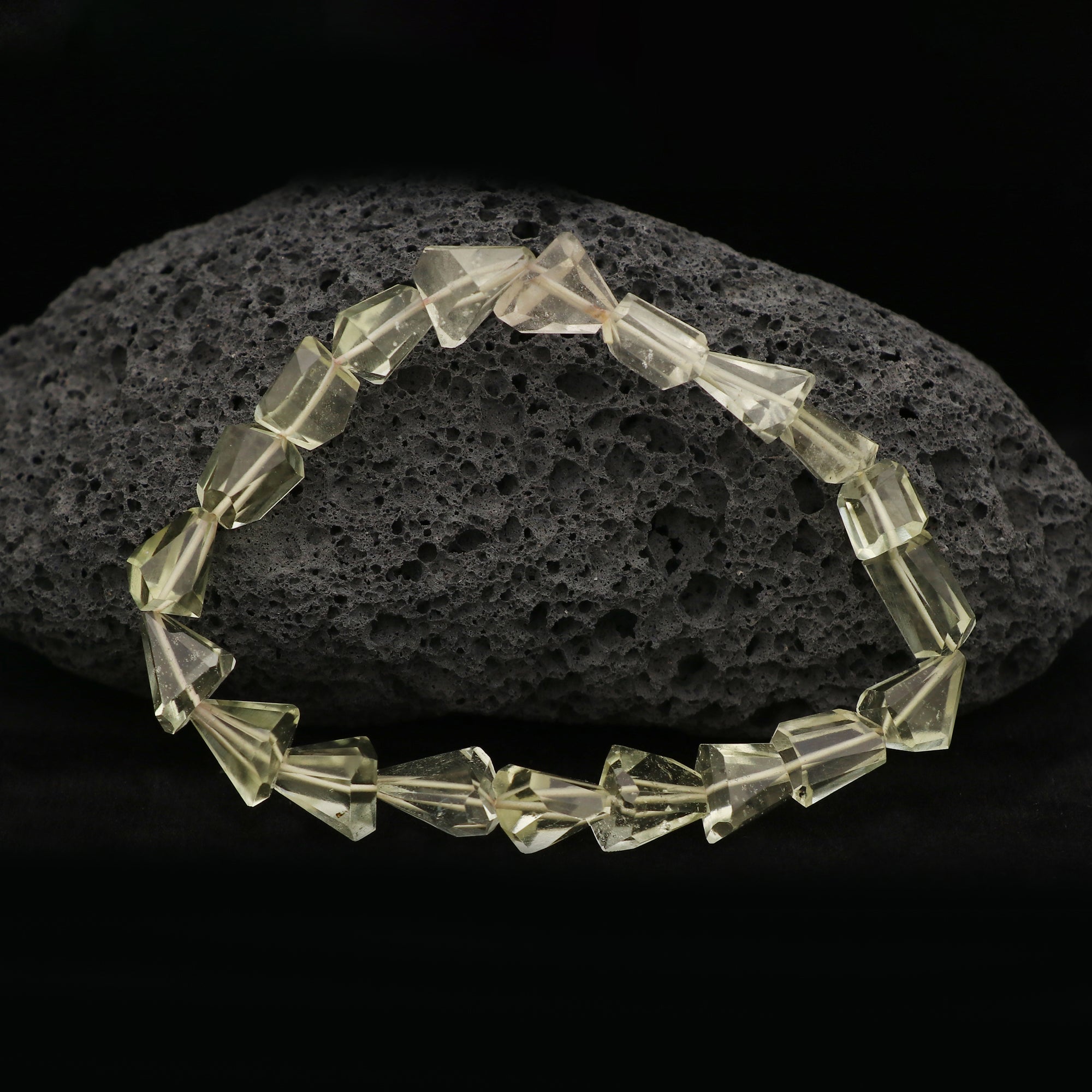 Natural Desert Libyan Glass Bracelet Fancy Faceted Gemstone Beads Handmade 53 Ct