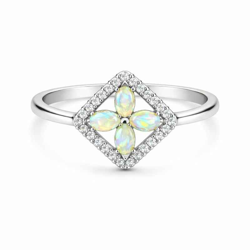 Delicate White Ethiopian Opal Ring 3x5mm Oval Cabochon 925 Sterling Silver Handmade Stackable Ring