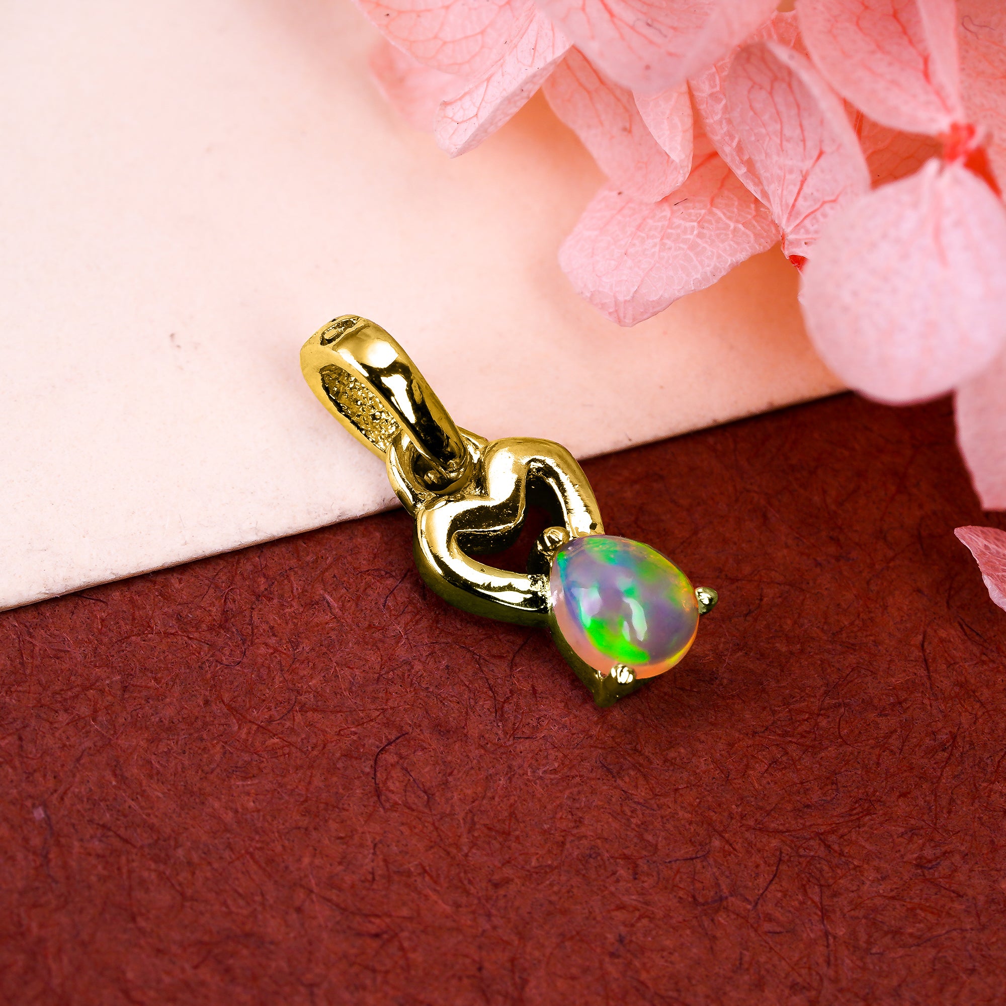 Natural Opal Solitaire Pendant 925 Sterling Silver 5x4mm Pear Gemstone Necklace Delicate Handmade Jewelry