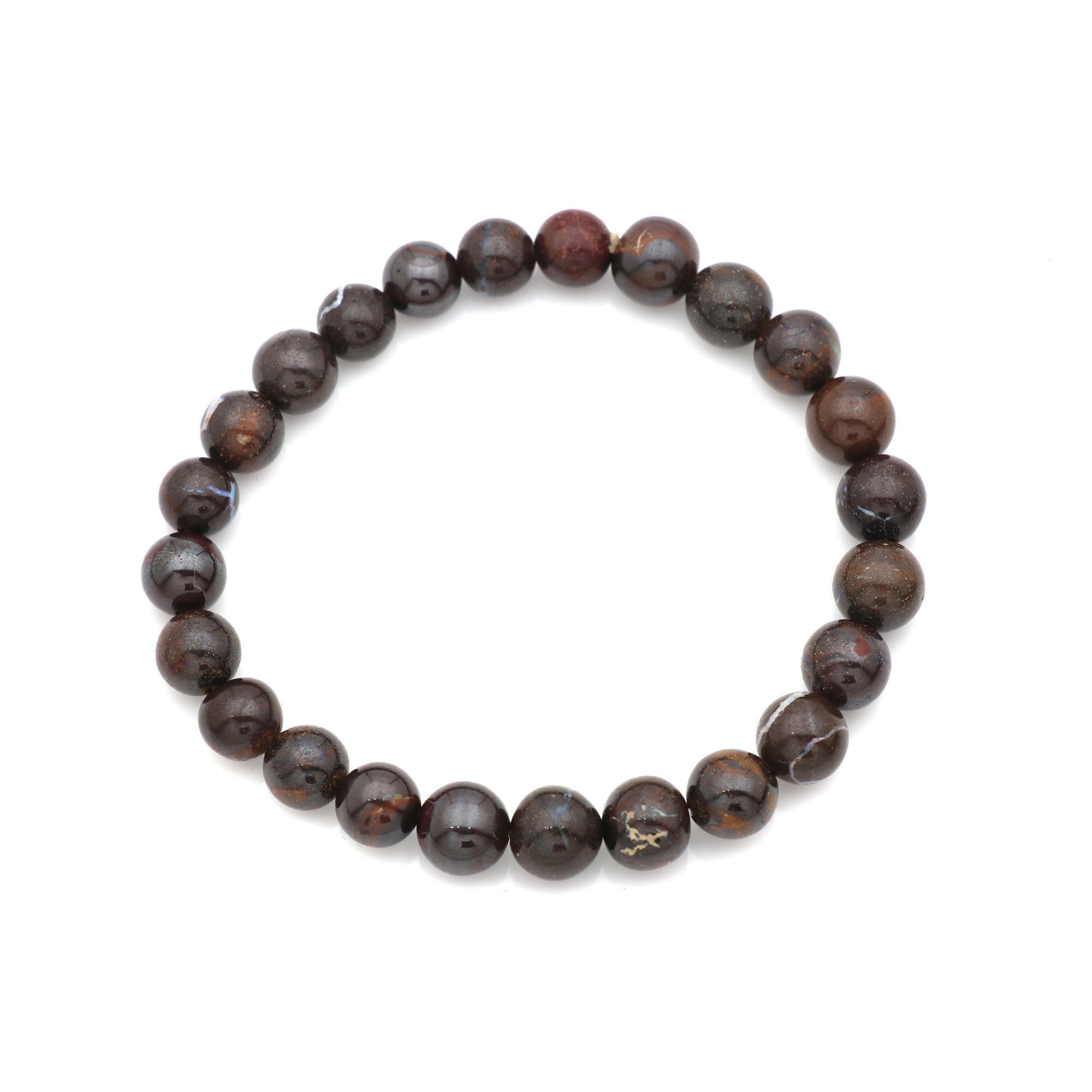 Natural Boulder Opal Polished Round Bead Bracelet Handmade Jewelry 108 Ct
