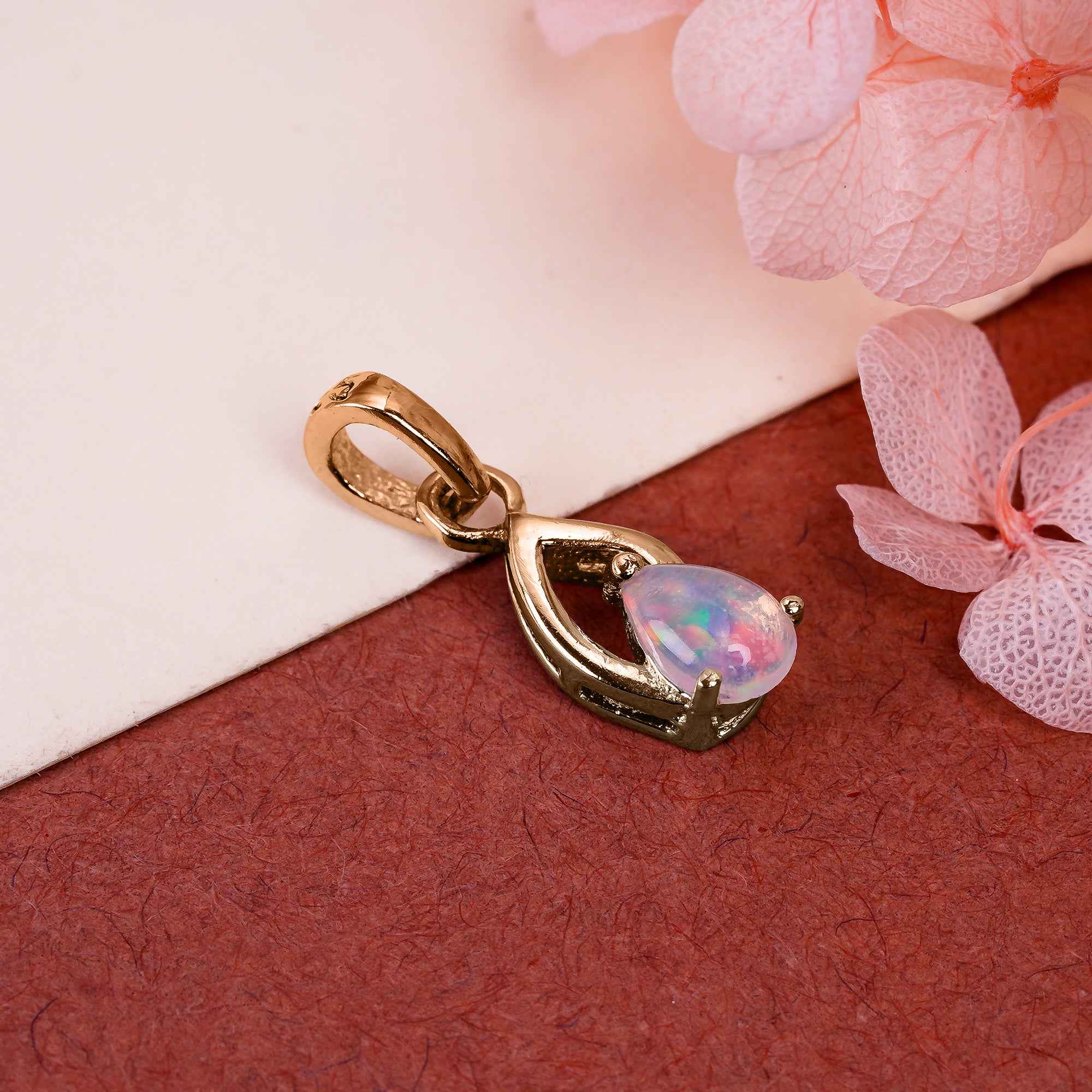 Sweetheart Opal Pendant 6x4mm Pear Cabochon 925 Sterling Silver Romantic Jewelry Anniversary Keepsake