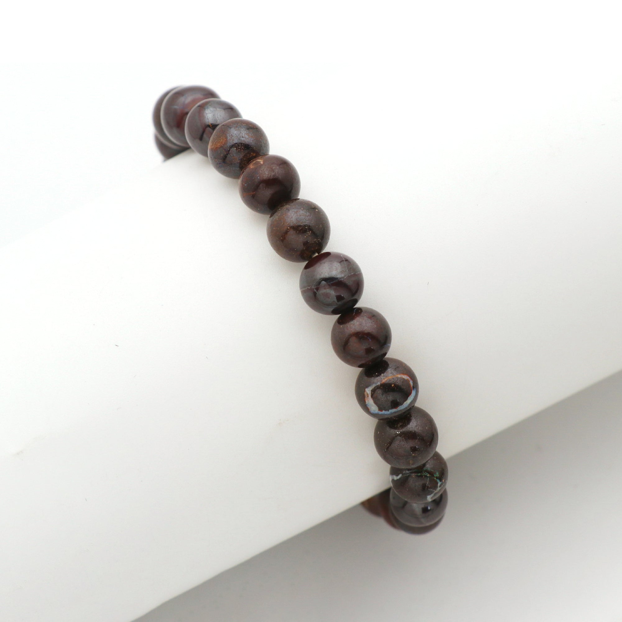 Natural Boulder Opal Polished Round Bead Bracelet Handmade Jewelry 108 Ct