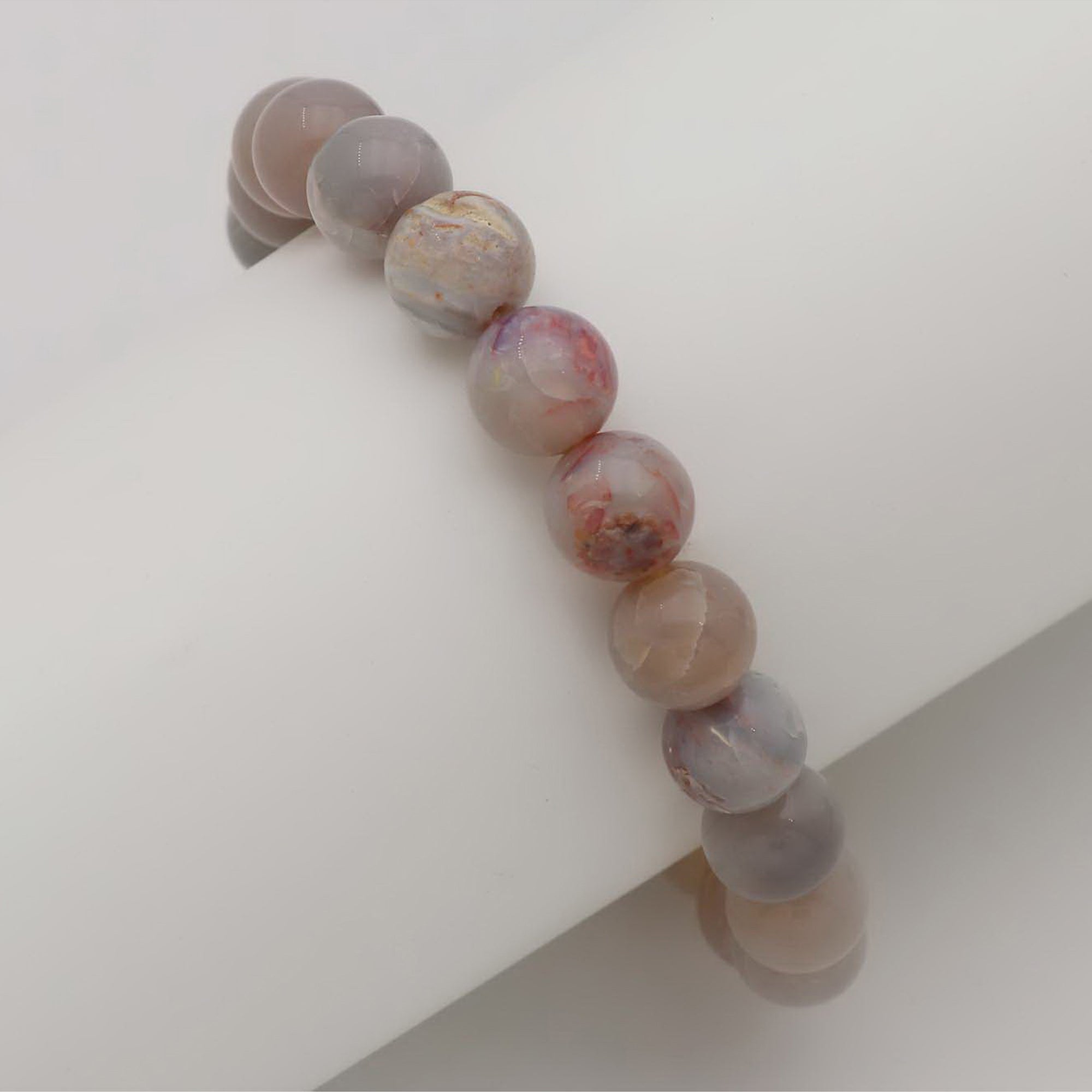 Australian Opal Bracelet 9.4–9.8mm Round Beads Handcrafted 106 Ct Jewelry