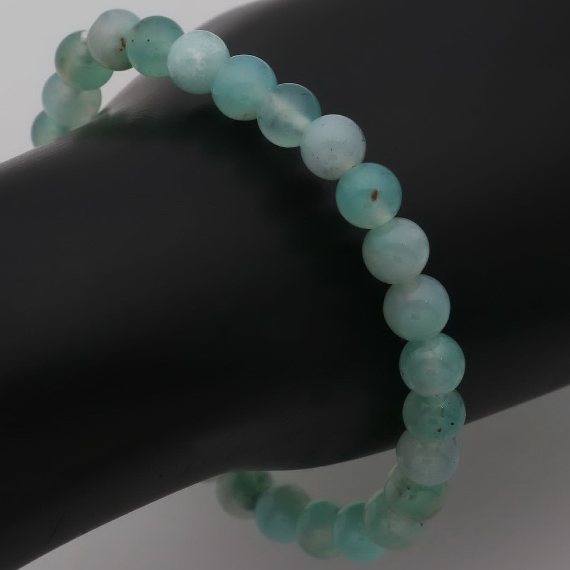 Elegant Aqua Chalcedony Gemstone Bracelet Natural Round Beads Handmade Jewelry 72 Ct