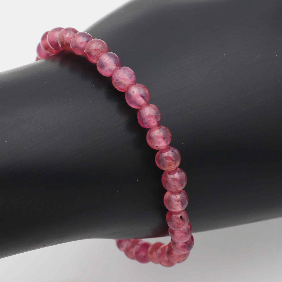 Natural Pink Sapphire Round Bead Bracelet Genuine Gemstone Stretch Bracelet for Women 67 Ct
