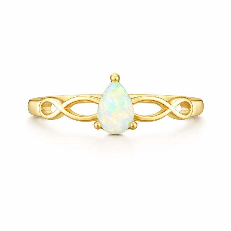 Pear Shape White Ethiopian Opal Ring 4x6mm Handmade 925 Sterling Silver Teardrop Jewelry for Women