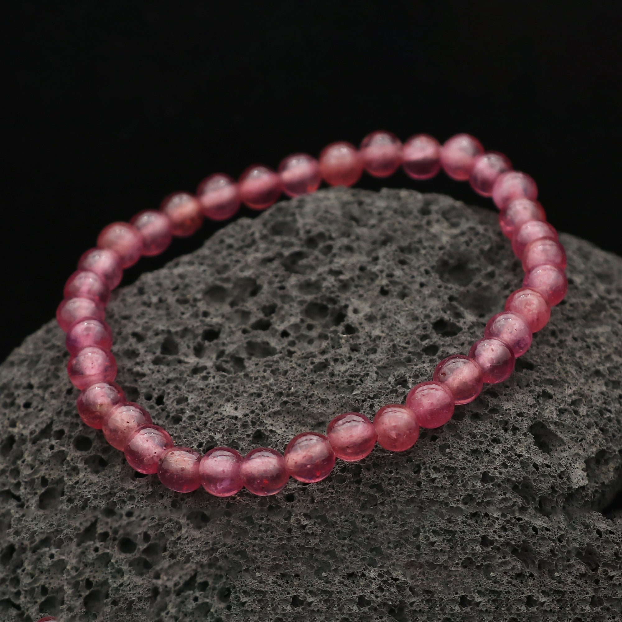 Natural Pink Sapphire Bracelet Round Plain Gemstone Beads Handmade 67 Ct