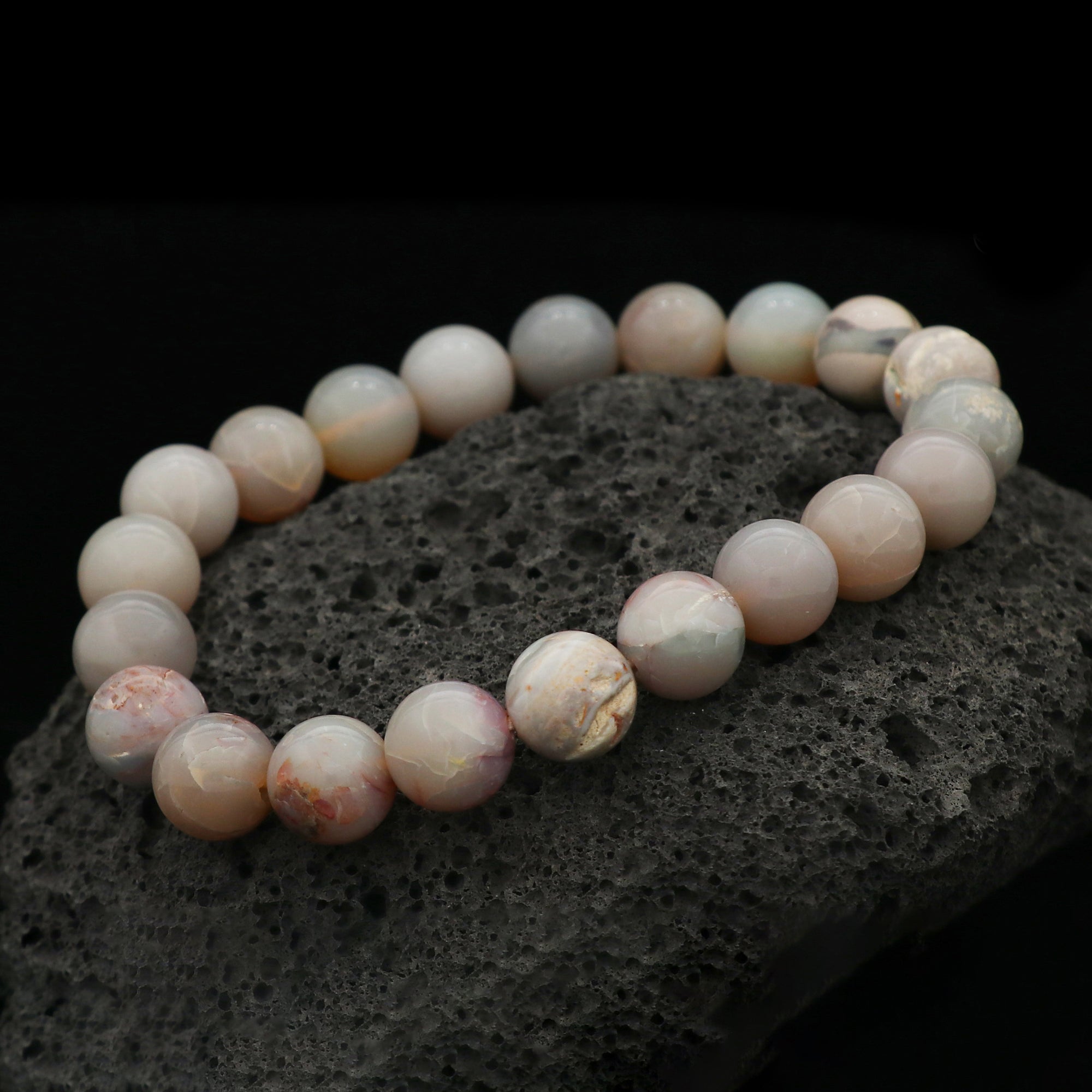 Australian Opal Bracelet 9.4–9.8mm Round Beads Handcrafted 106 Ct Jewelry