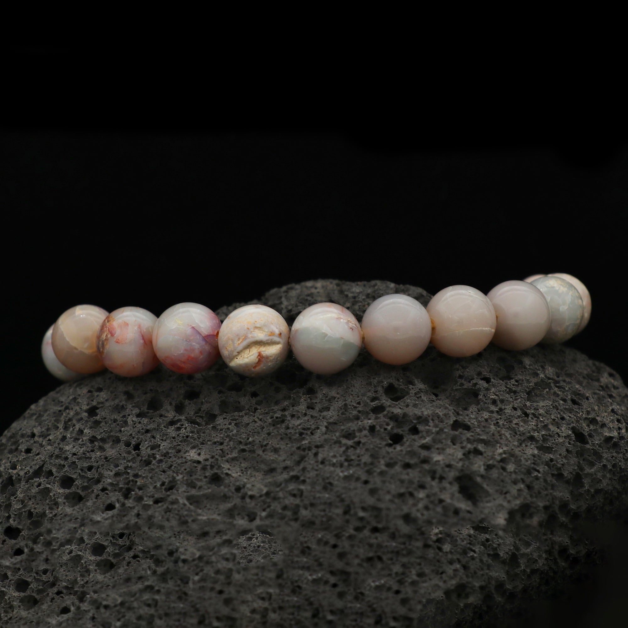 Australian Opal Bracelet 9.4–9.8mm Round Beads Handcrafted 106 Ct Jewelry