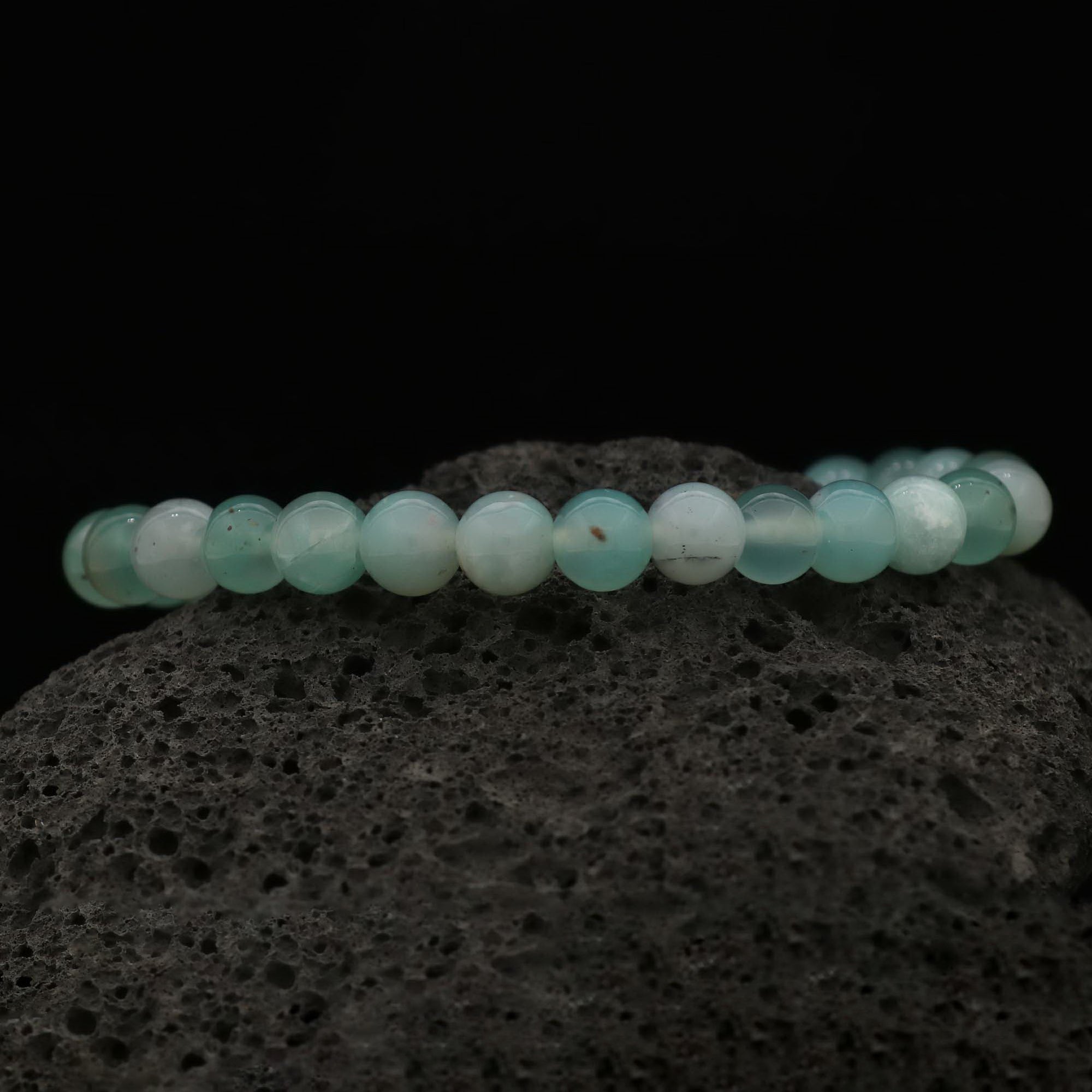 Elegant Aqua Chalcedony Gemstone Bracelet Natural Round Beads Handmade Jewelry 72 Ct